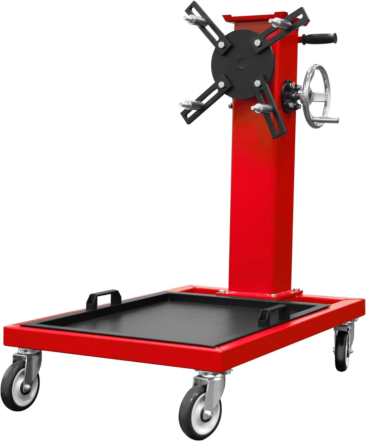 Rotating Engine Stand: Removable Oil Pan and Magnetic Tray, Turbine Turntable, 2 Brake Caster Lockable Wheels, 1,000 Lbs Capacity