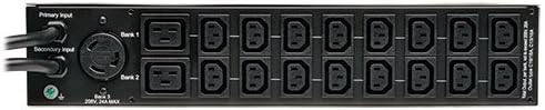 Tripp Lite Metered PDU with ATS, 30A, 19 Outlets (16 C13, 2 C19 & 1 L6-30R), 208V, 2 L6-30P, 2U Rack-Mount Power, TAA (PDUMH30HVAT)