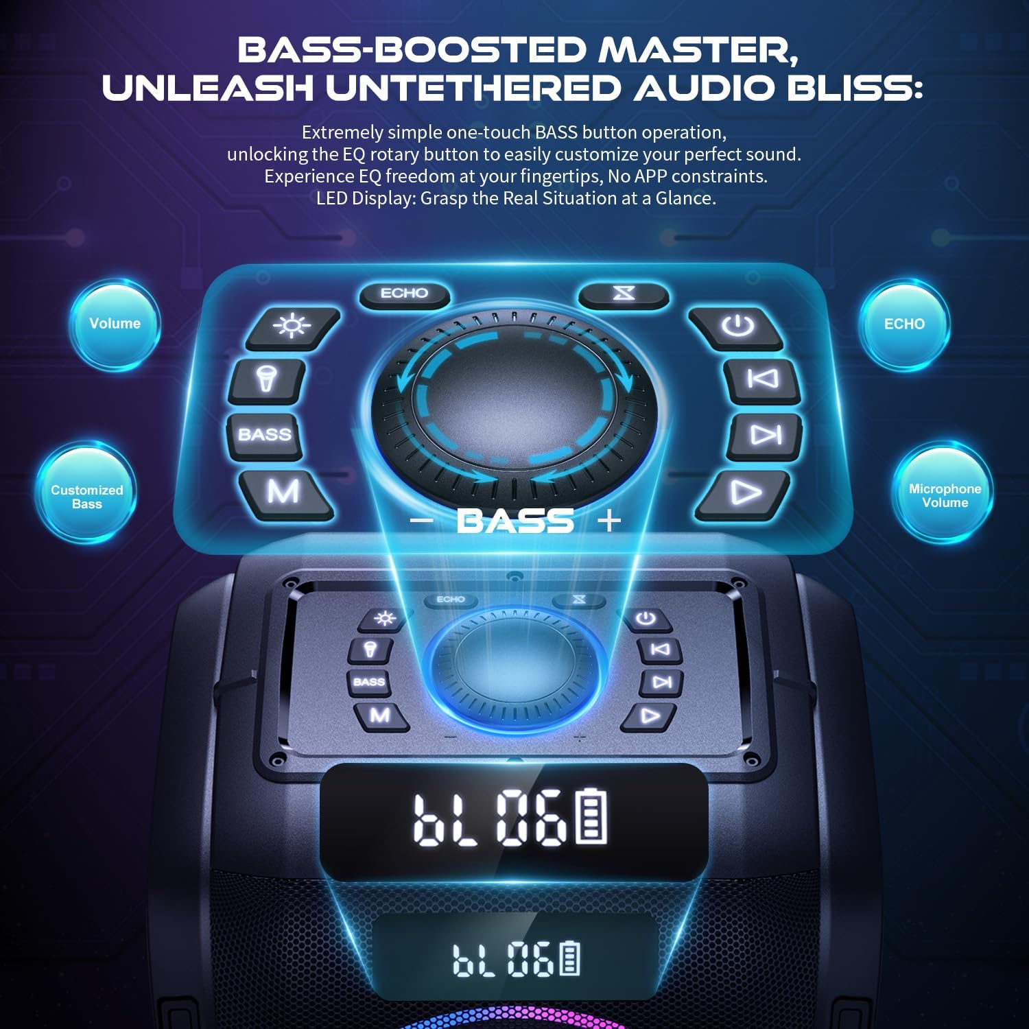 W-KING Party Large Bluetooth Speaker Loud-(200W PEAK)120W Extra Deep Bass, V5.3 Big Boombox Karaoke Portable Speaker Wireless, 12 Custom Bass, Massive 120dB/IPX5/Lights/USB Play/MIC&Guitar Port/TF/AUX