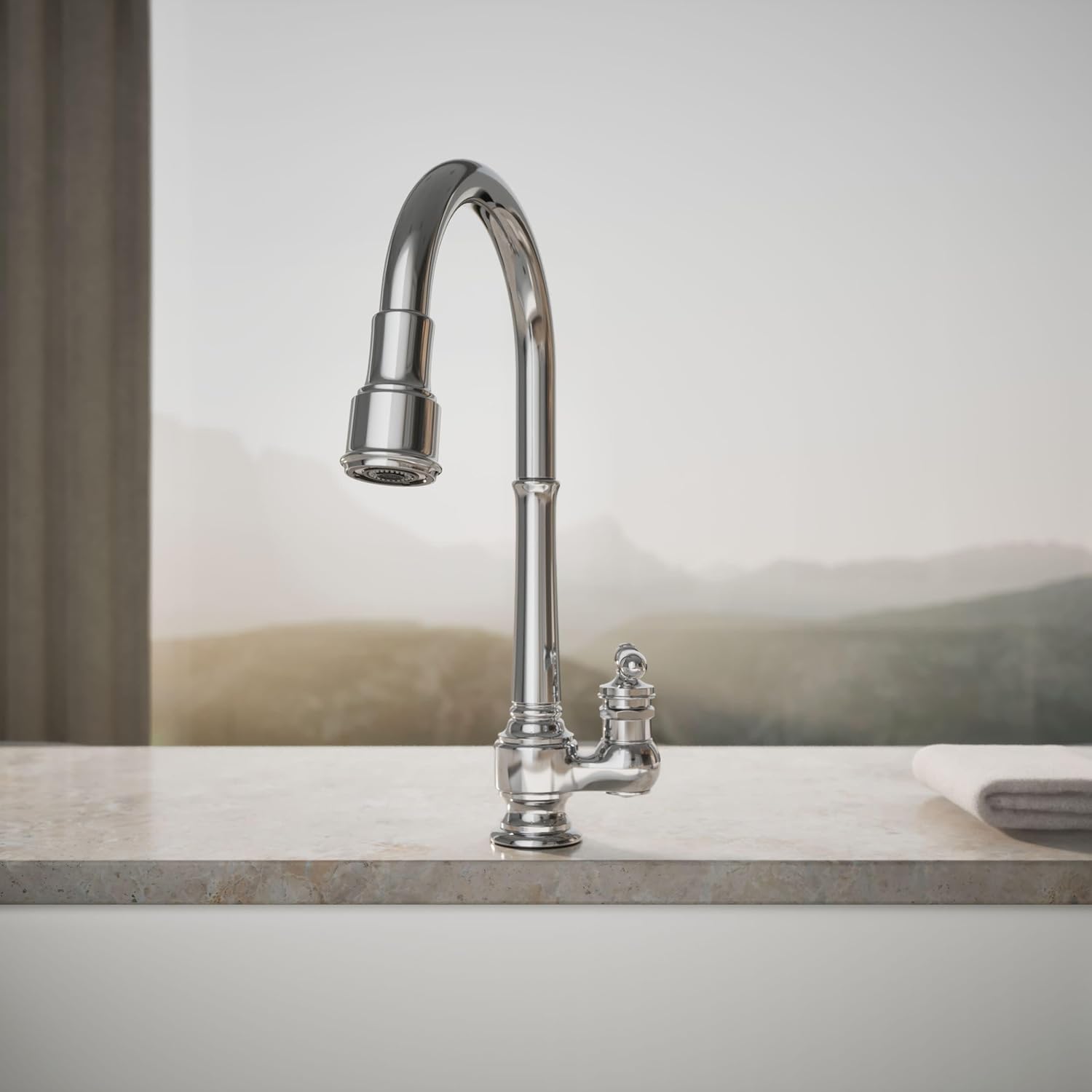 KOHLER 99260-CP Artifacts Single-Hole Kitchen Sink Faucet with 17-5/8 in. Pull-Down Spout and 3-Function Sprayhead, Polished Chrome