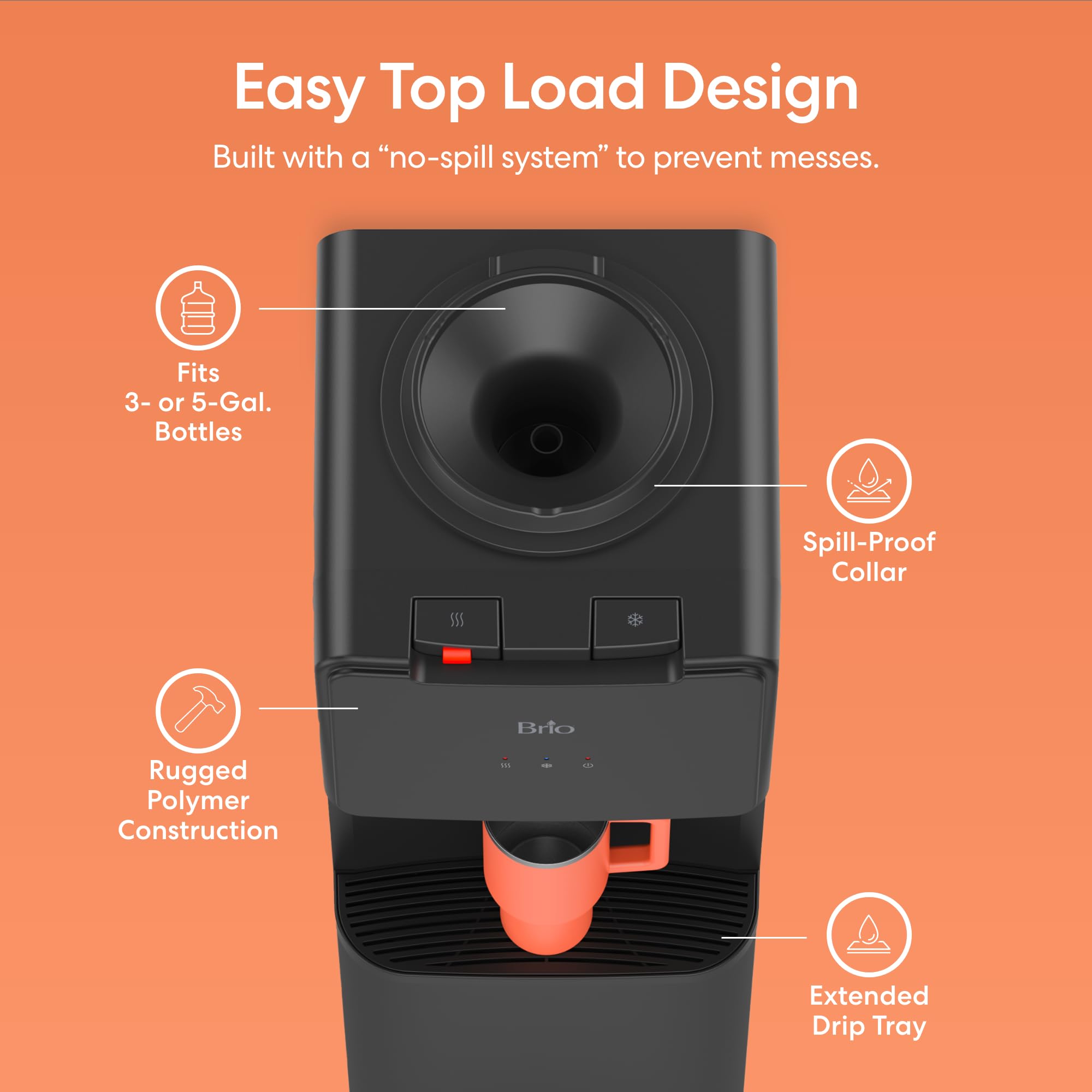 BRIO 130 Series Top-Load Water Cooler Dispenser - Hot & Cold