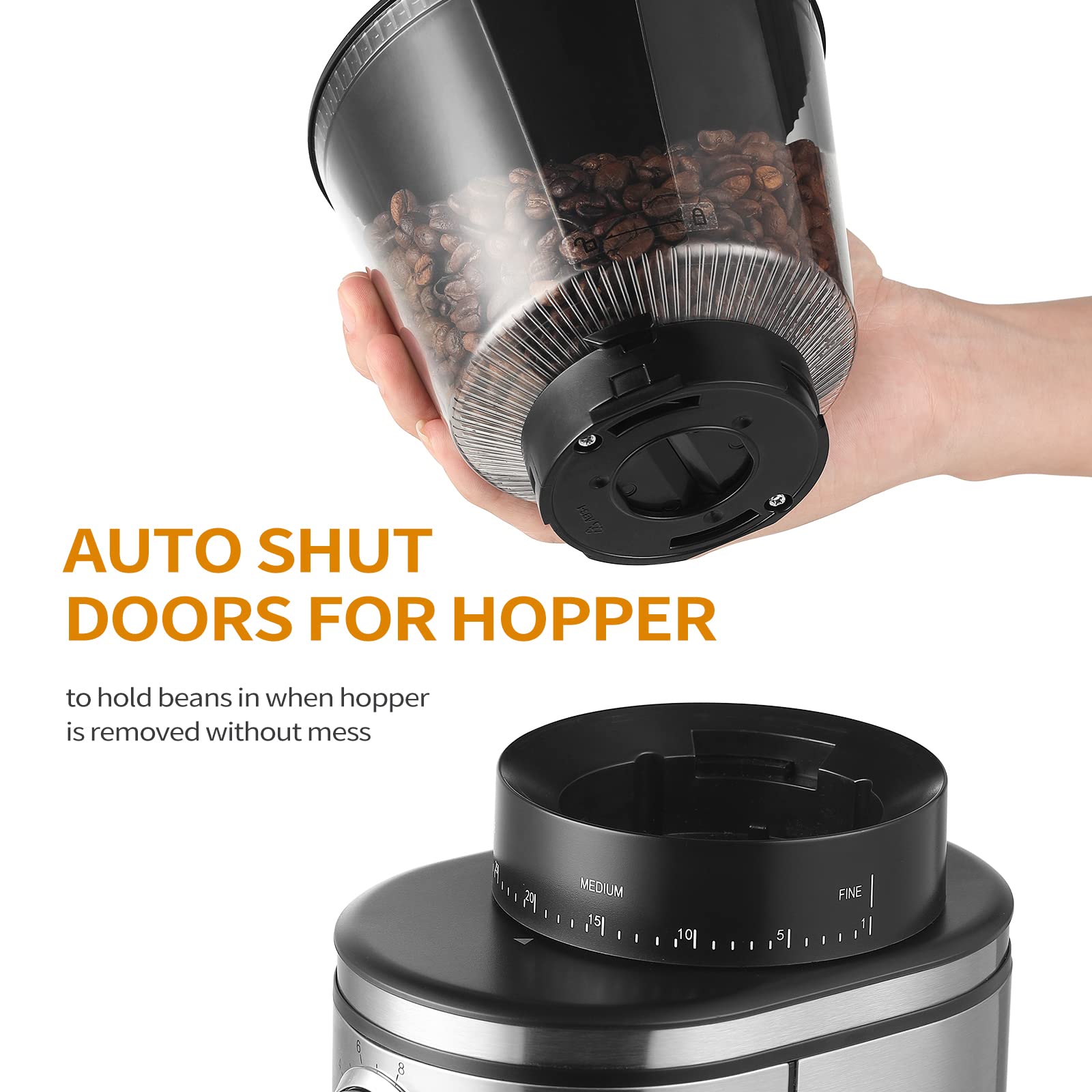 OLLYGRIN Burr Coffee Grinder - Electric Grinding with 30 Settings