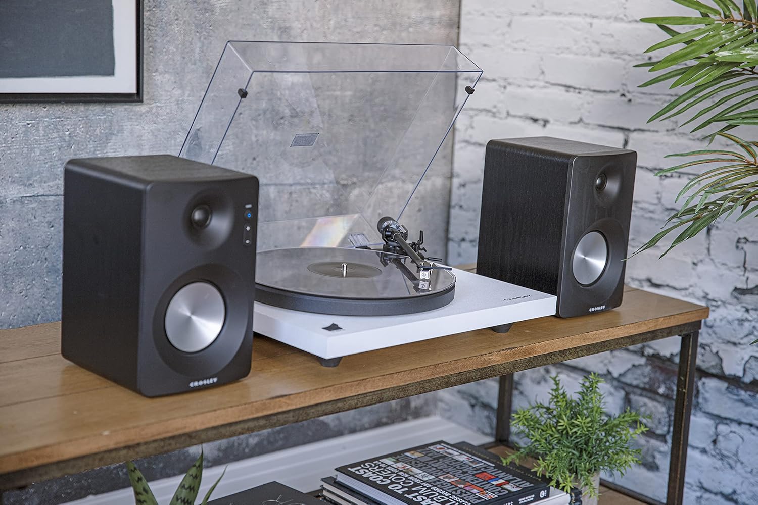 Crosley KT6101-WH Belt-Drive Bluetooth Turntable with Built-in Preamp and Included Speakers, White