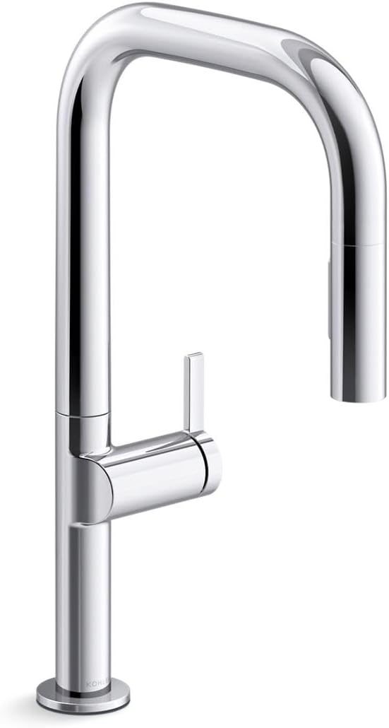 Kohler K-28269 Components 1.5 GPM Single Hole Pull Down Kitchen Faucet with Angled High-Arch Spout, DockNetik, Promotion, and MasterClean Sprayhead Technologies - Polished Chrome
