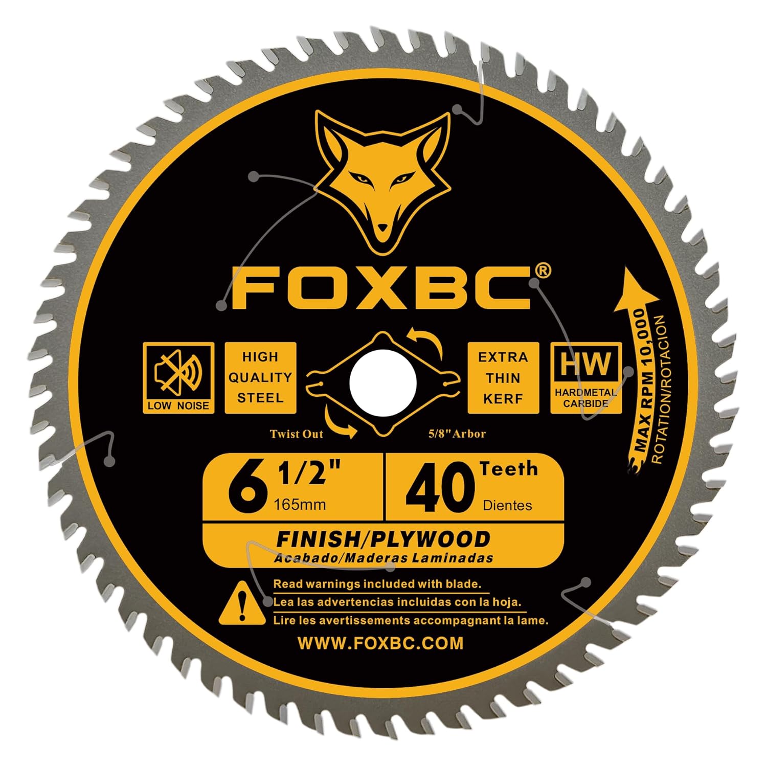 FOXBC 6-1/2 inch Circular Saw Blade 40T 60T Combo Pack, Ultra Fine Finish for Wood Cutting, Thin-Kerf with 5/8