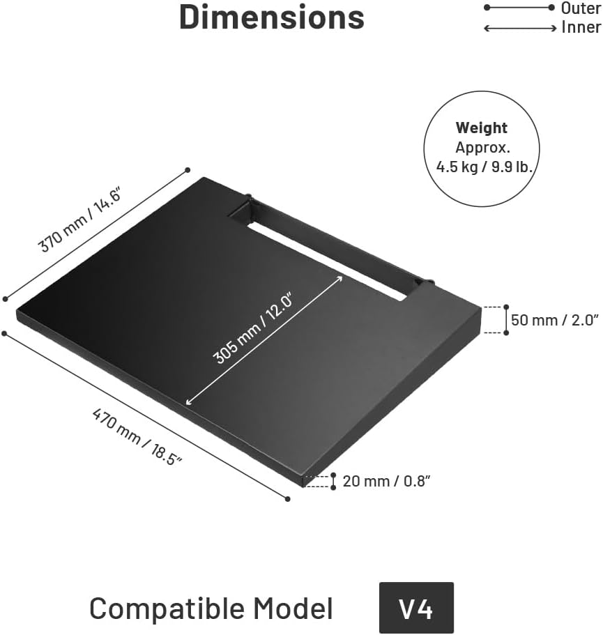WALL Entertainment Shelf for TV Stand Model V4 - Perfect for DVD/Blu-ray Player, Video Game Console, Digital Video Recorder DVR, Cable Box - Satin Black