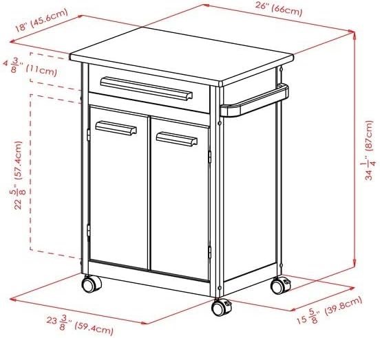 Winsome Wood Kitchen Cart, Natural, Single Drawer (82027)
