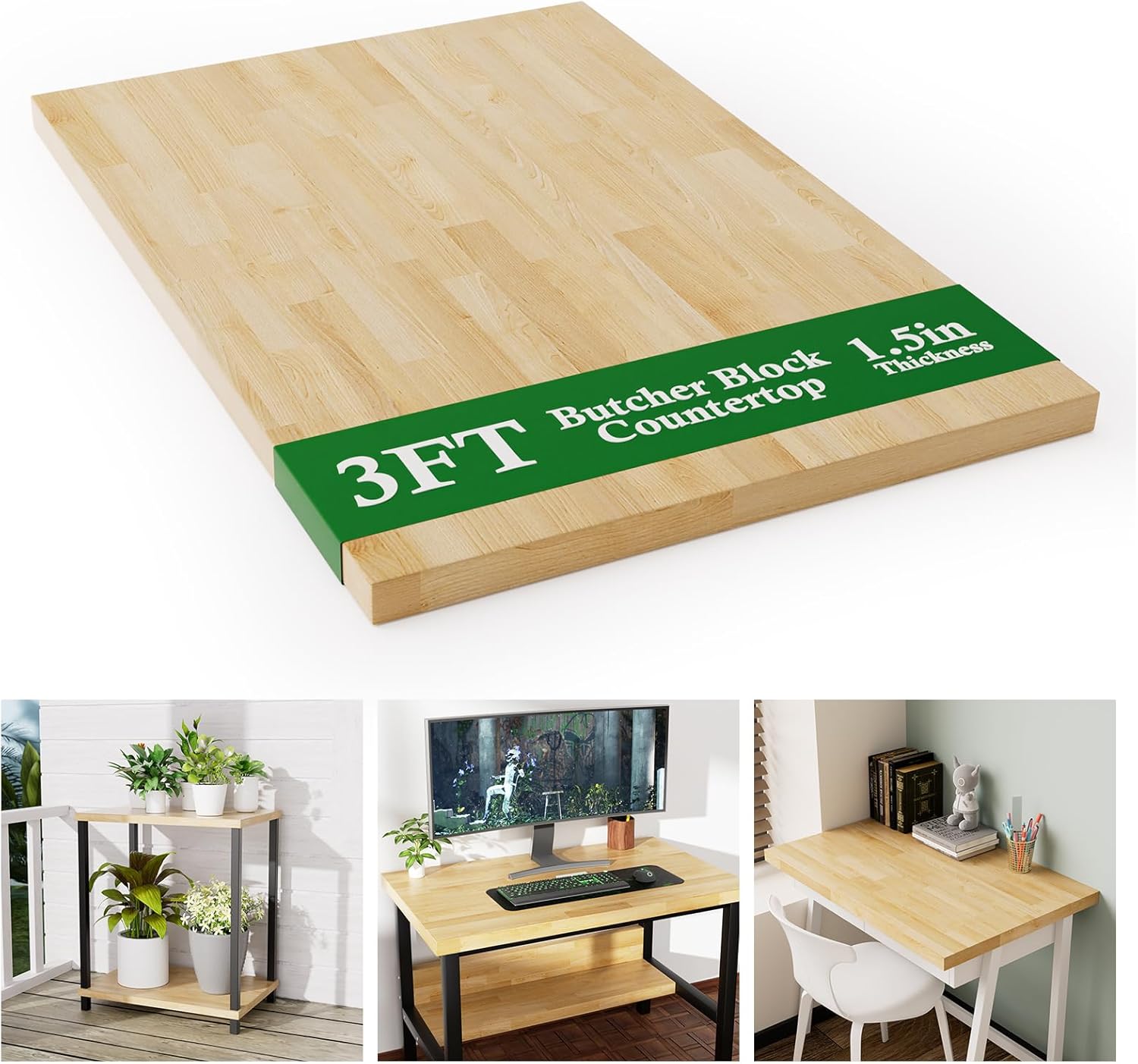 3FT Butcher Block Countertop Birch Solid Wood - 36