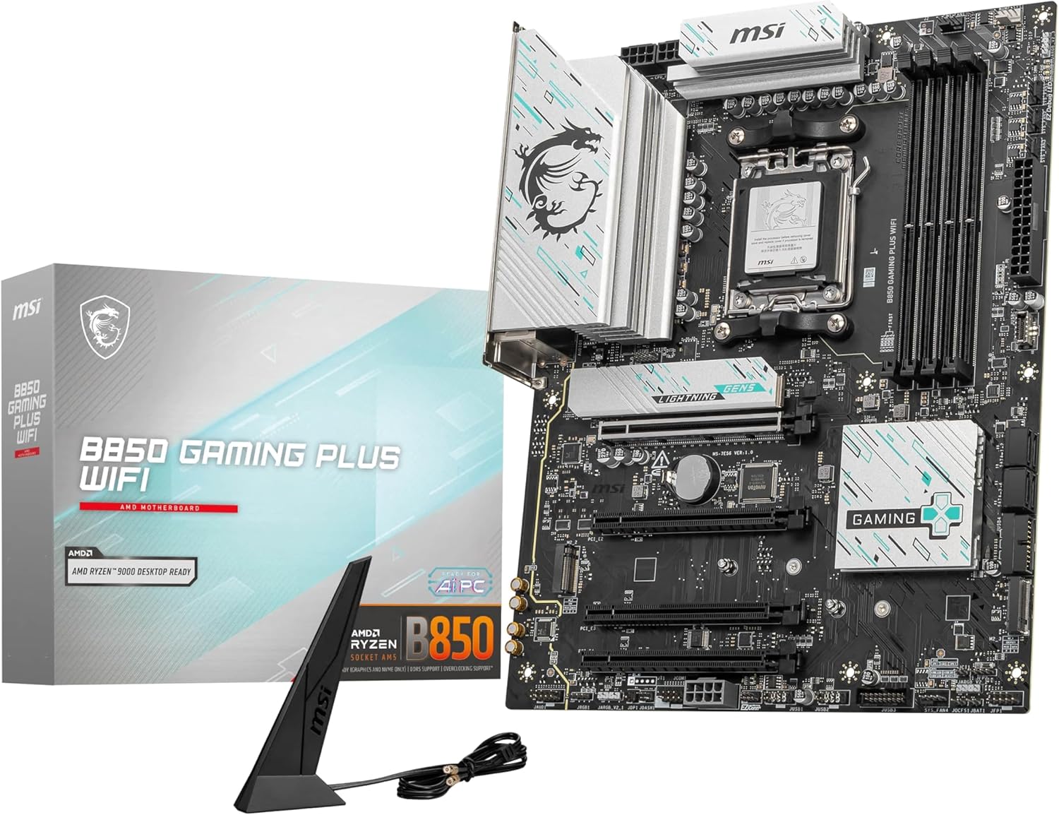 MSI B850 GAMING PLUS WIFI Motherboard,ATX-Supports AMD Ryzen 9000-7000 Processors,AM5-DDR5 Memory 8200+ MT/s (OC),PCIe 5.0x16 & 4.0x16,M.2 Gen5,Wi-Fi 7,5G LAN+HIGH-SPEED DDR5 RAM 32GB (2x 16GB) Bundle