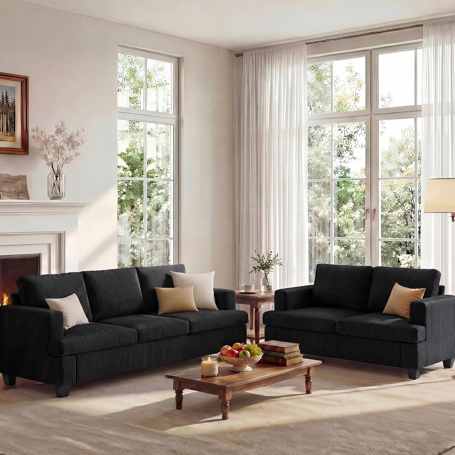 Apicizon Loveseat & 3 Seater Sofa Sets, 89