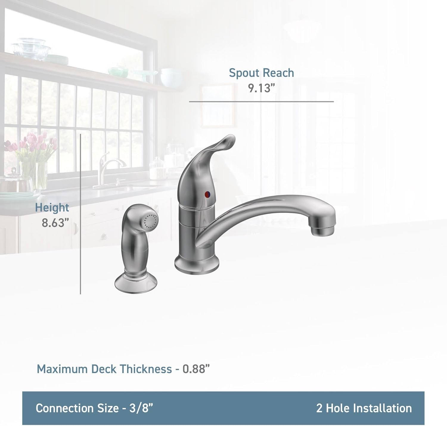 Moen 7437 Chateau One-Handle Low Arc Kitchen Faucet, Chrome