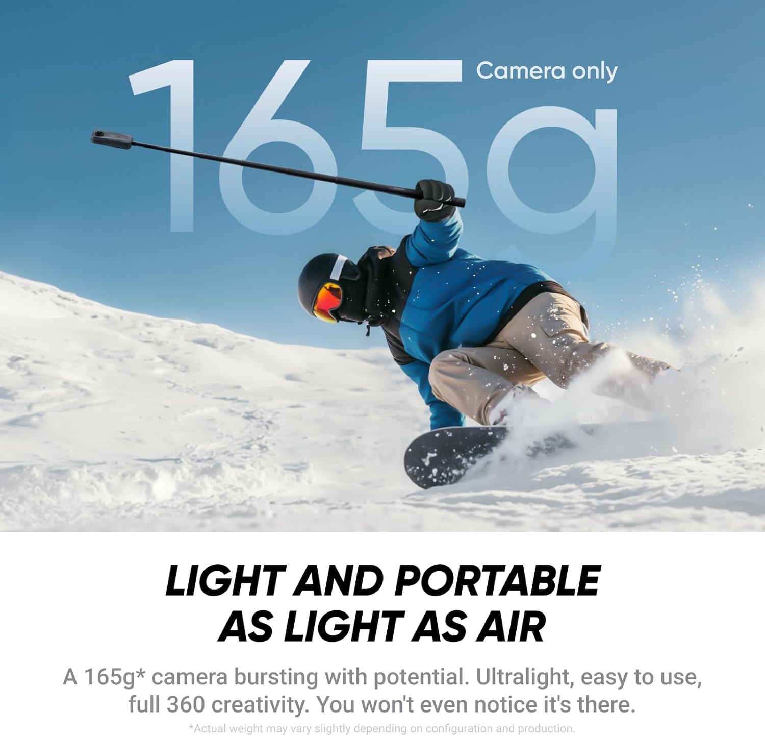 Insta360 X4 Air - Lightweight 165g 8K 360 Camera, Invisible Selfie Stick Effect, Replaceable Lenses, Shoot First & Frame Later, Built-in Wind Guard, FlowState Stabilization, AI-Powered App