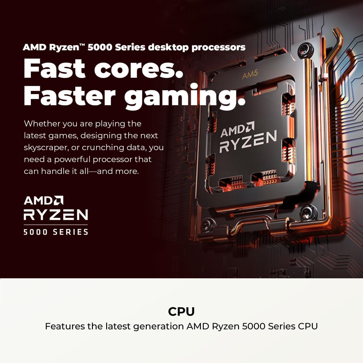 CyberPowerPC Gamer Master Gaming PC, AMD Ryzen 5 5500 3.6GHz, Radeon RX 6500 XT 4GB, 8GB DDR4, 500GB PCIe 4.0 SSD, WiFi Ready & Windows 11 Home (GMA3100A3)