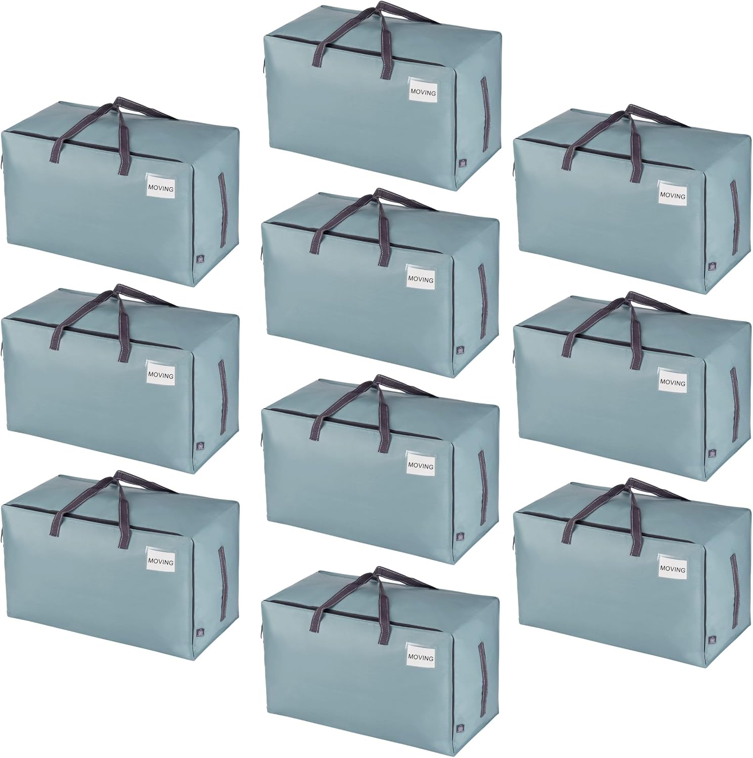 VENO 10 Pack Extra Large Heavy Duty Moving Bags with Wide Opening & Reinforced Handles, Reusable Storage Tote Bags with Strong Zippers for Clothes, College Dorm Essentials & Moving Supplies