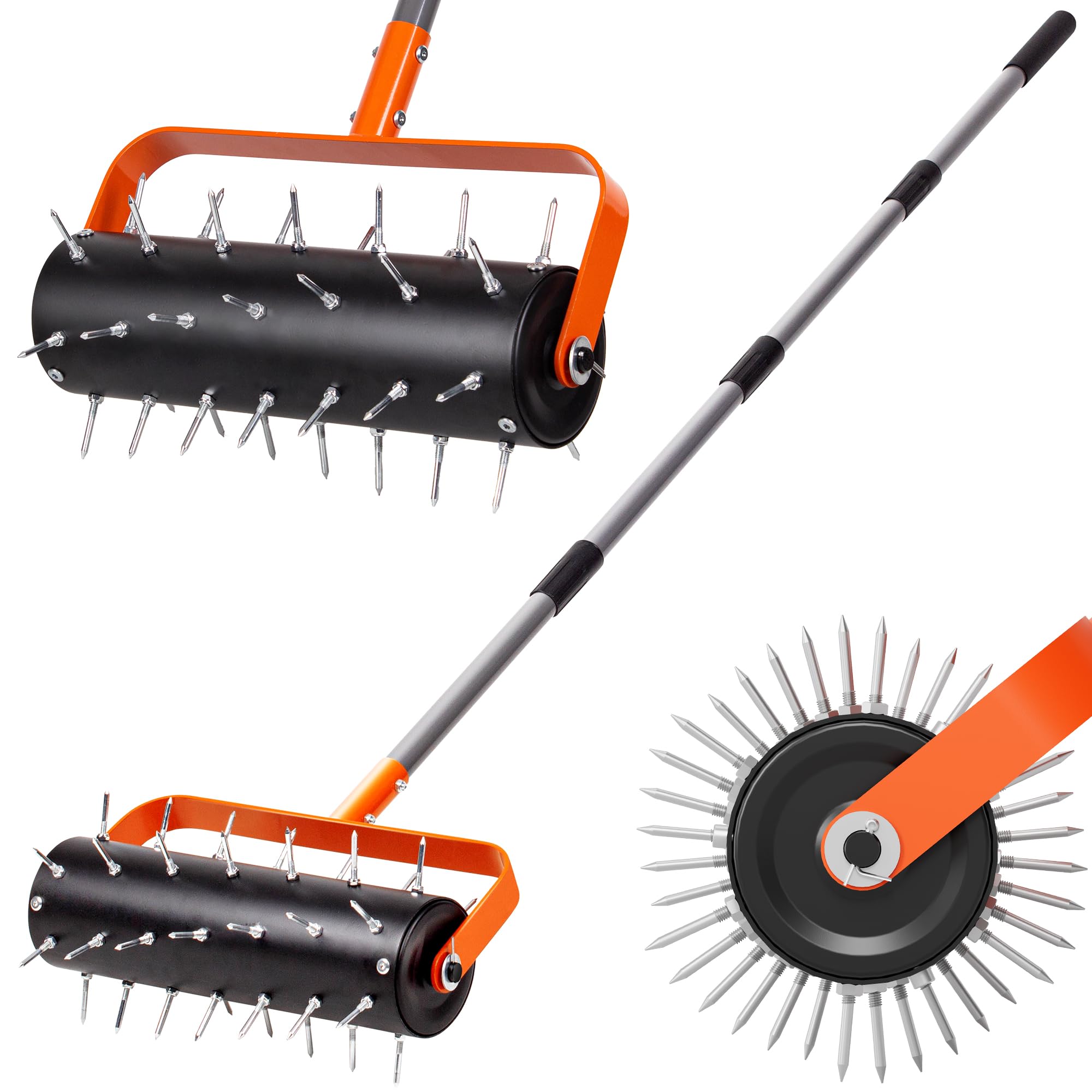 WALENSEE Heavy Duty Rolling Lawn Aerator Tool with 42 Spikes