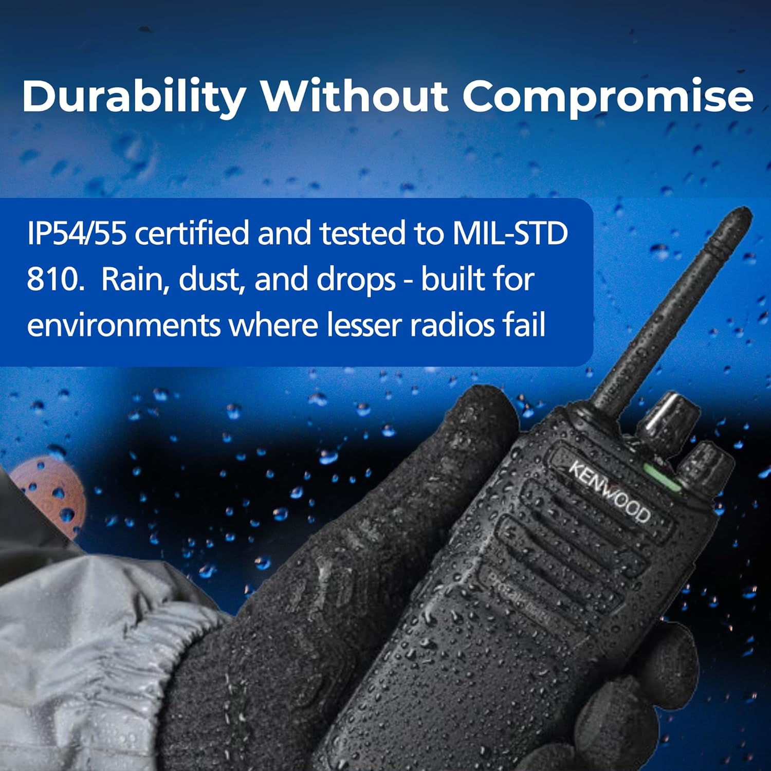 KEWOOD NX-P1302AUK ProTalk 2W Business Two-Way Radio – Simple Setup, 64 Channels, Upgradeable to Digital, Long-Lasting 19.5 Hour Battery, Loud 1,000 mW Speaker, MIL-STD 810 & IP54/55 Rating