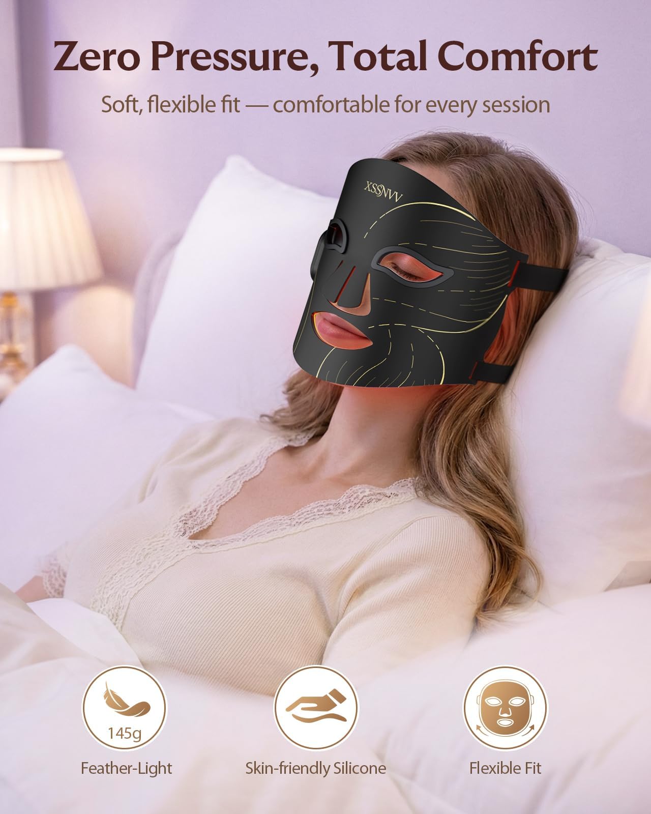 XSSNVV Red Light Therapy Face Mask – 4 Mode LED, 272 Beads