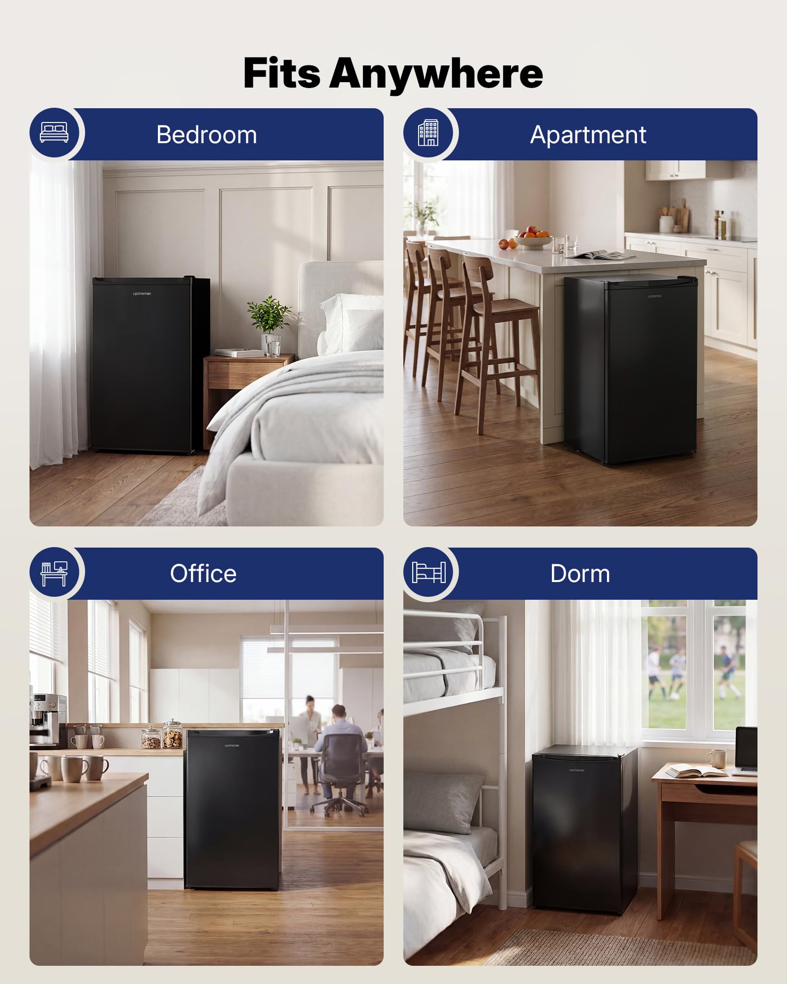UPSTREMAN 3.2 Cu.Ft Mini Fridge with Freezer - Compact Black