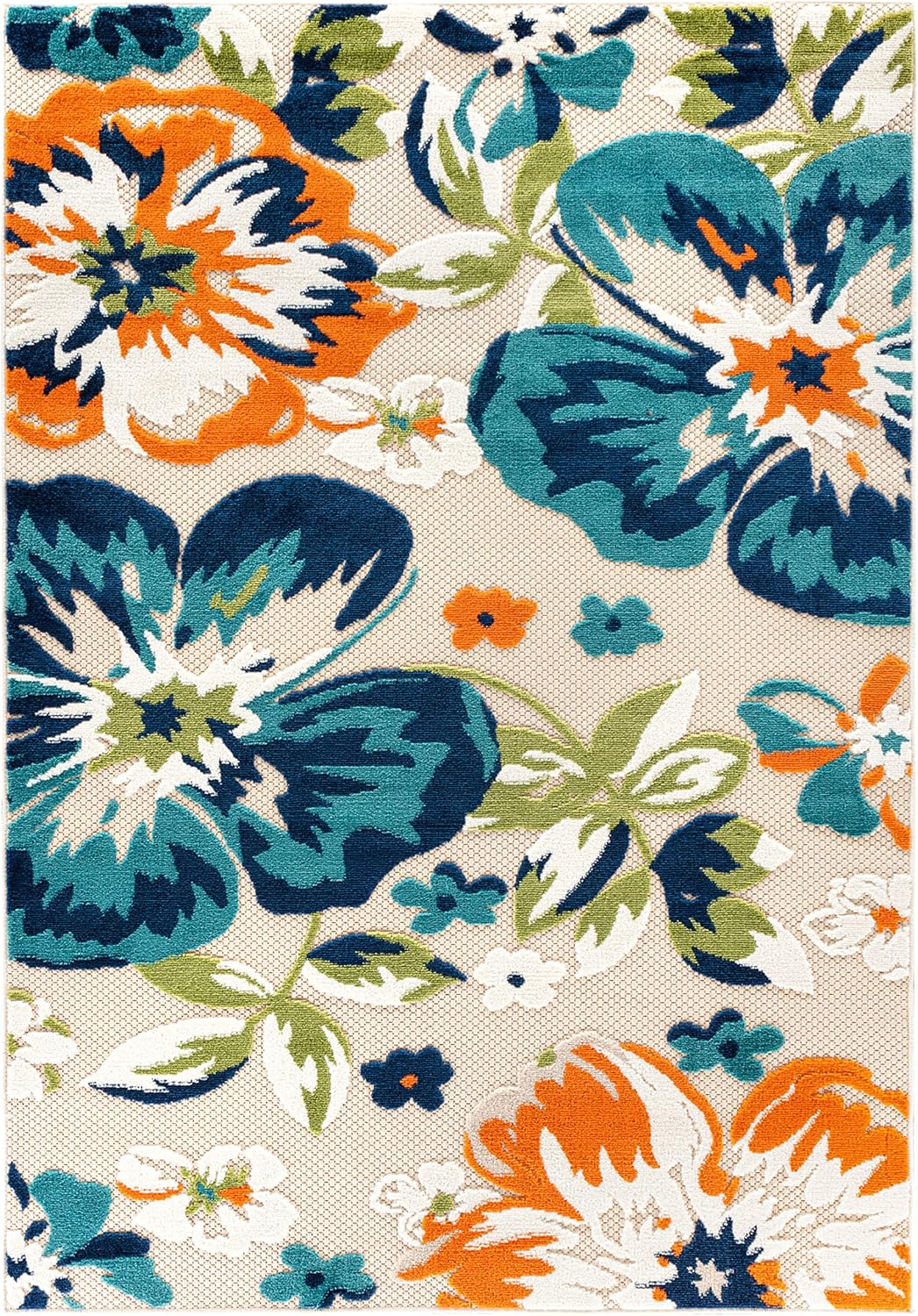 Rugshop Bergamo Contemporary Floral Indoor Outdoor Area Rug, Non-Shedding Carpet for Patio Deck Backyard or Garden Multi 7'10