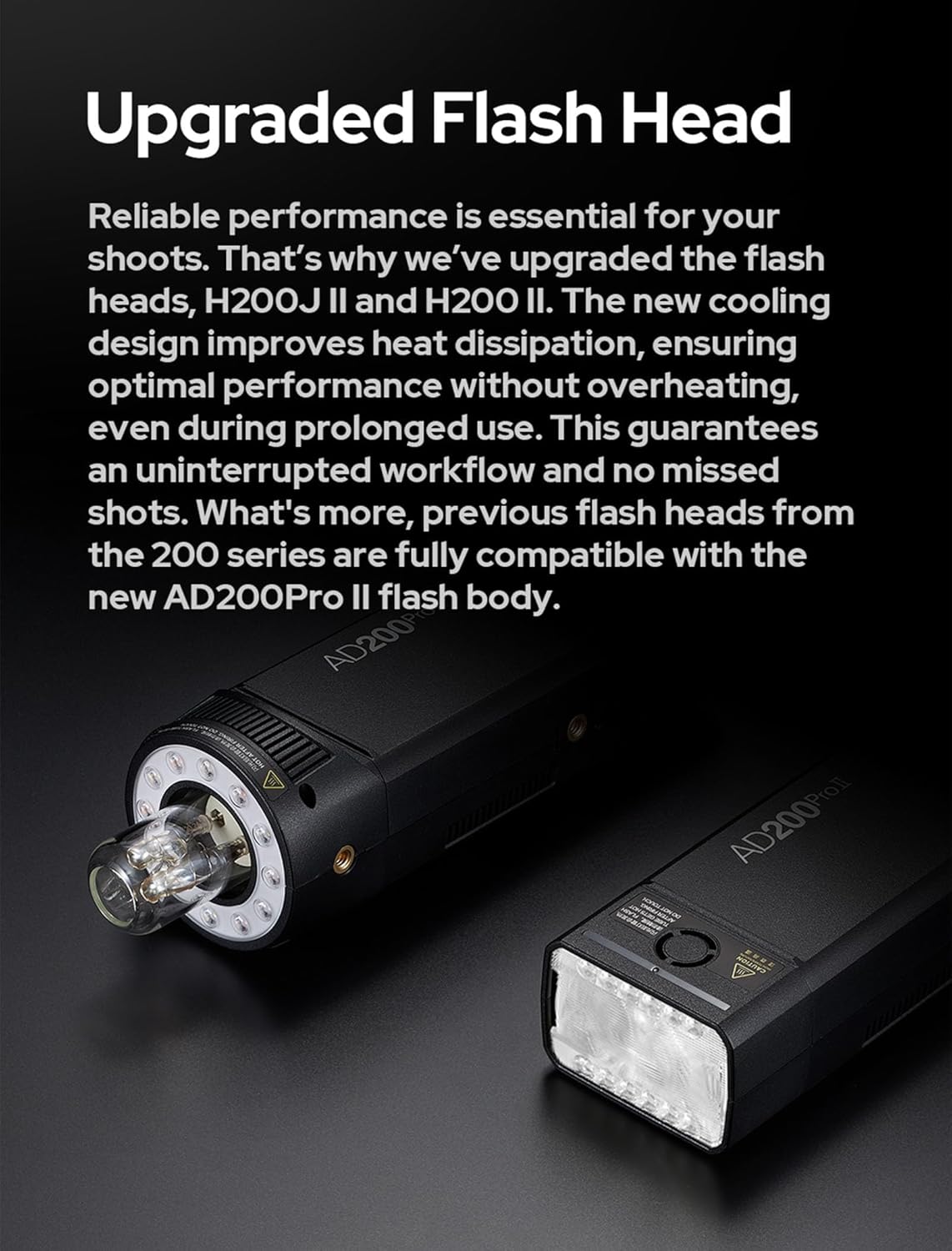 Godox AD200 Pro II GODOX AD200Pro II AD200ProII, 200Ws TTL Pocket Flash with Improved Heat Dissipation, Color Screen, Bi-Color Modeling Light, 1/1 to 1/512 Wider Output, 500 Full Power Flashes