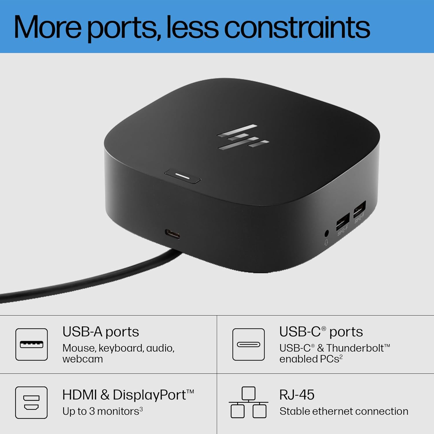 HP USB-C Dock G5-11-in-1 Adapter for Both USB-C and Thunderbolt-Enabled Laptops, PCs, & Notebooks - for Charging, Networking, or Data Transfers - Great for Secure & Remote Management,Black