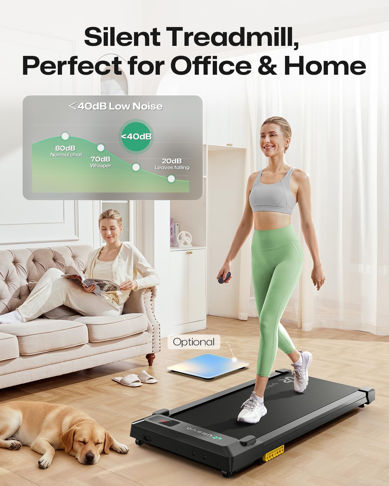 UREVO Smart Walking Pad - Quiet Standing Desk Treadmill