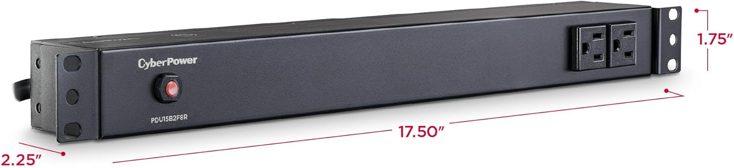 CyberPower PDU15B2F8R Basic PDU, 100-125V, 15A (Derated to 12A), 10 Outlets, 1U Rackmount