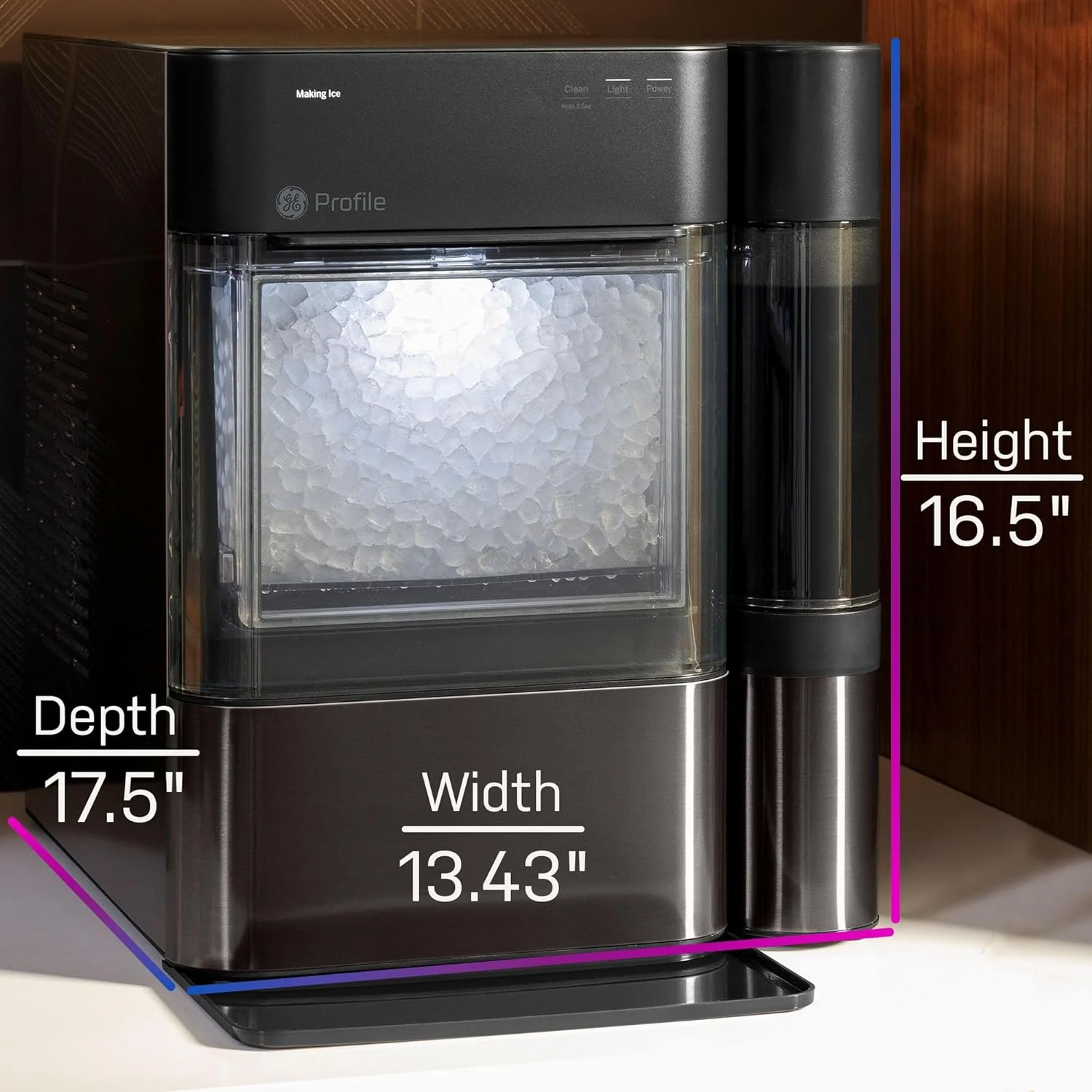 Countertop Nugget Ice Maker with Side Tank | Ice Machine with WiFi Connectivity | Smart Home Kitchen Essentials | Stainless Steel