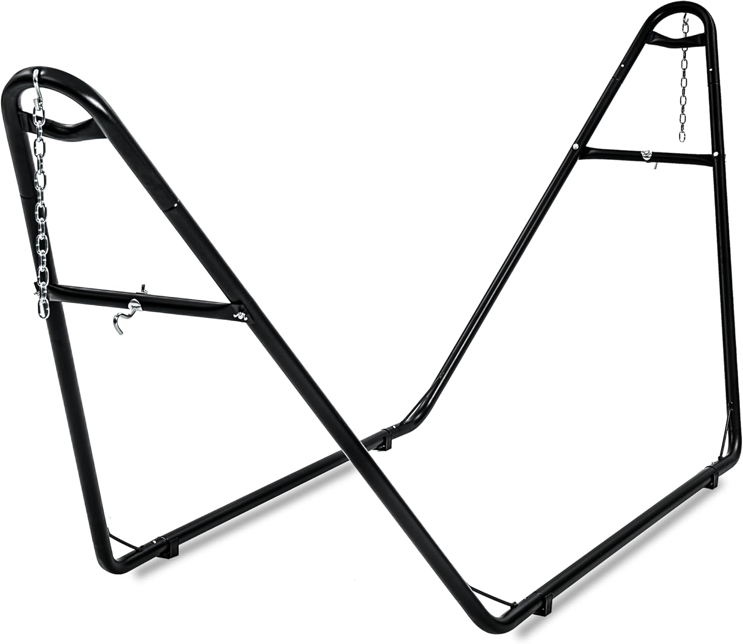 gafete Universal 2 Person Hammock Stand Only, 600 lbs Capacity, Fits 9 to 14ft Hammocks, Adjustable Double Heavy Duty Powder-Coated Steel Stand for Outside, Multi-Use (Black)