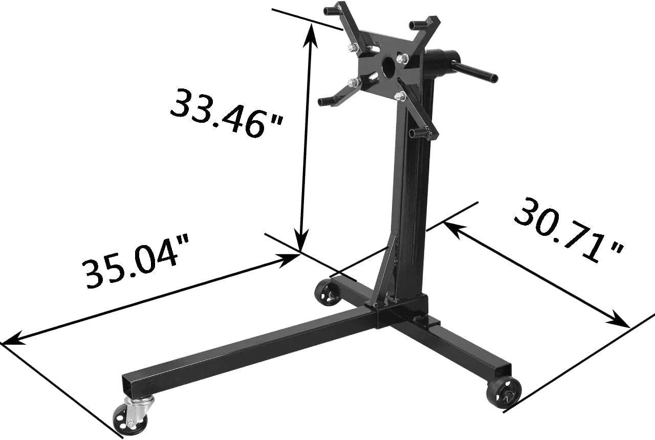 Rotating Engine Stand: Removable Oil Pan and Magnetic Tray, Turbine Turntable, 2 Brake Caster Lockable Wheels, 1,000 Lbs Capacity