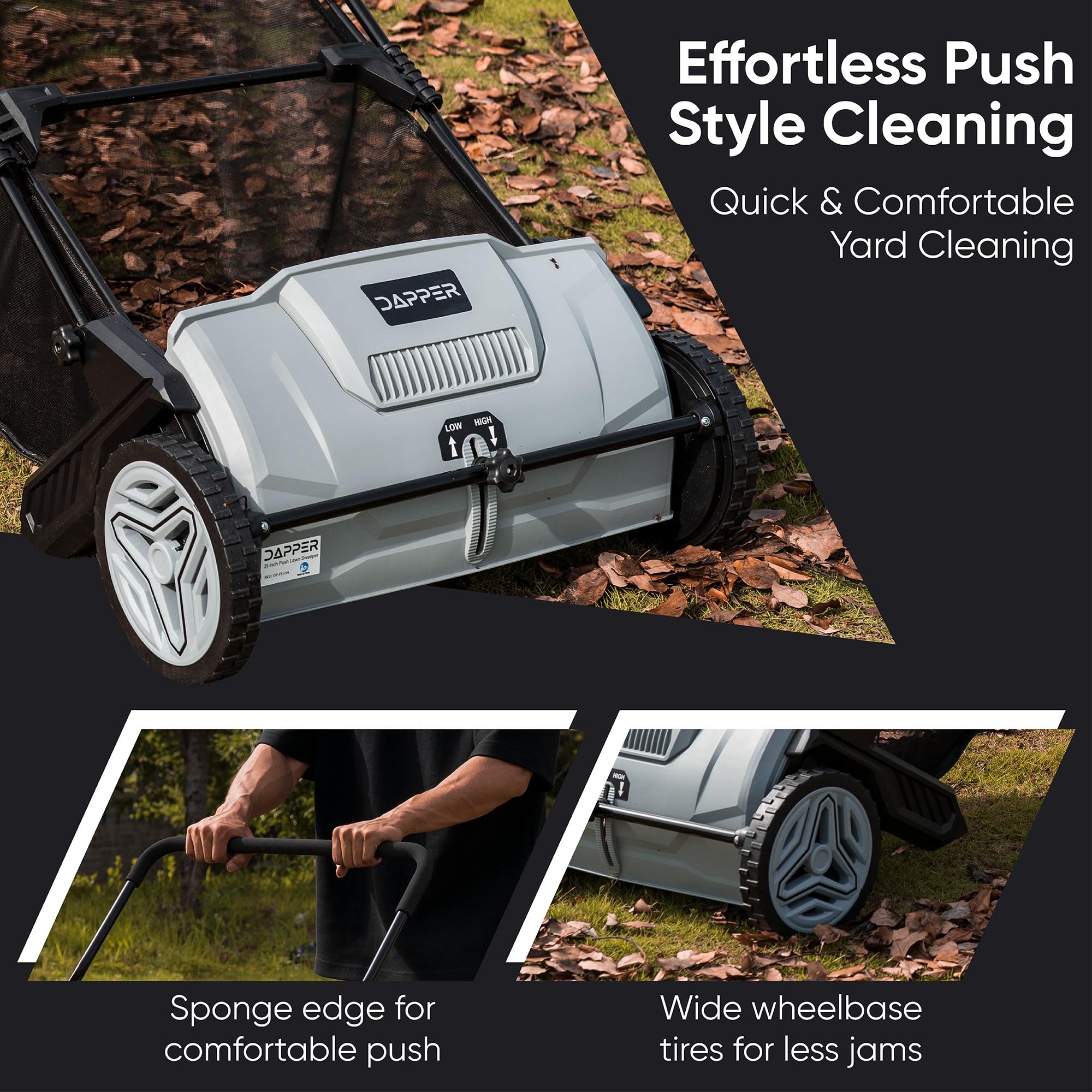 DAPPER SUPPLY 21-Inch Push Lawn Sweeper with 3.5 cu. ft. Hopper