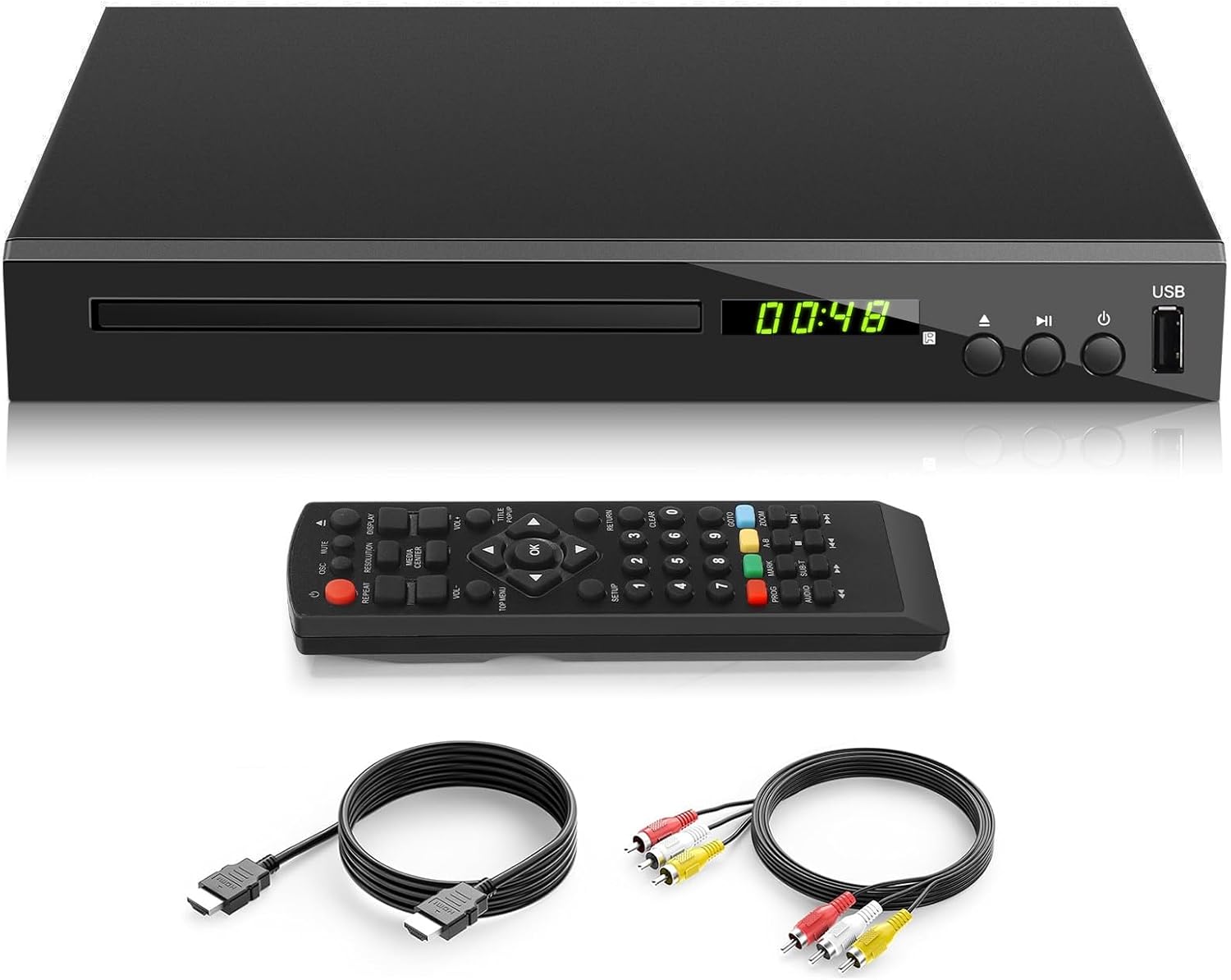 HD Blu Ray Player, Blue Ray/DVD/CD Player for TV, Play Region A/1 Blu-ray Disc and All Region DVD Discs, Blu-ray DVD Player with HDMI/AV/Coaxial Output, USB Input, Built-in PAL NTSC (Zone 1 Blu-ray)
