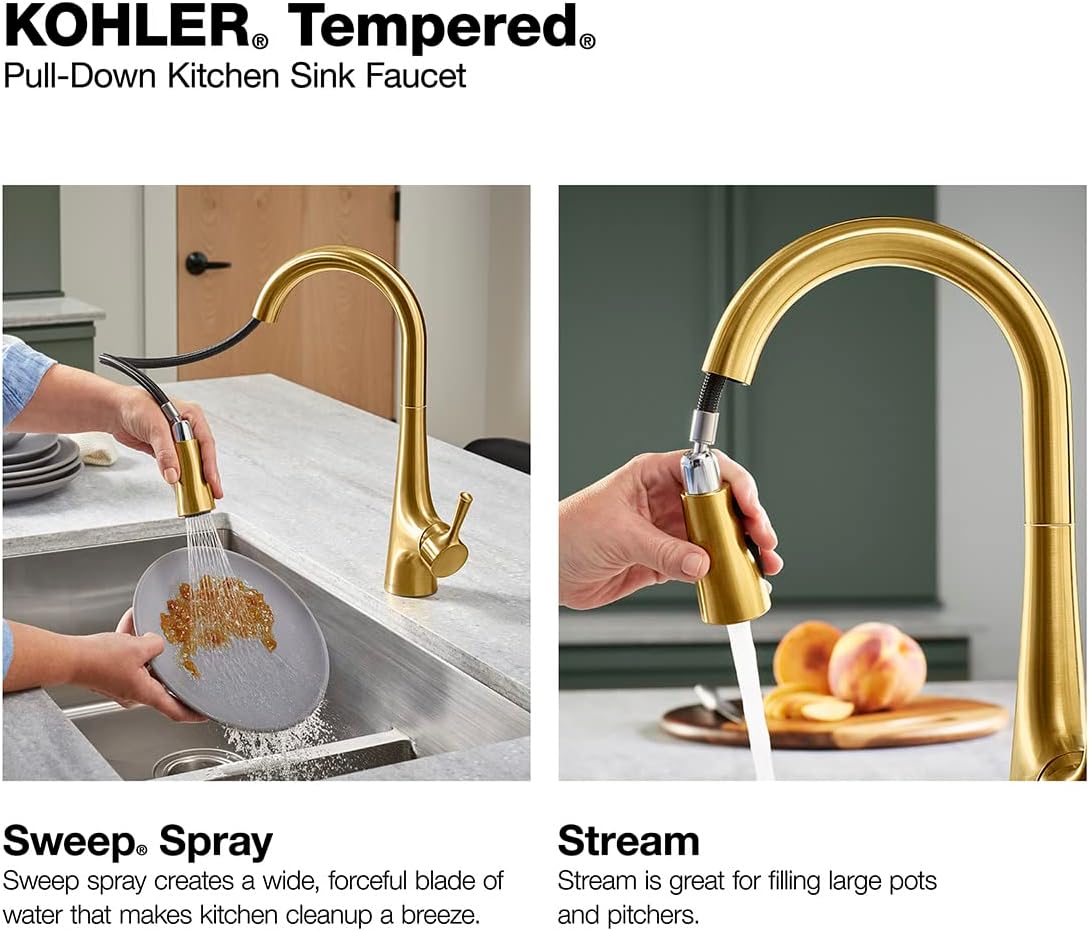 Kohler K-24661 Tempered 1.5 GPM Single Hole Pull Down Kitchen Faucet - Polished Chrome