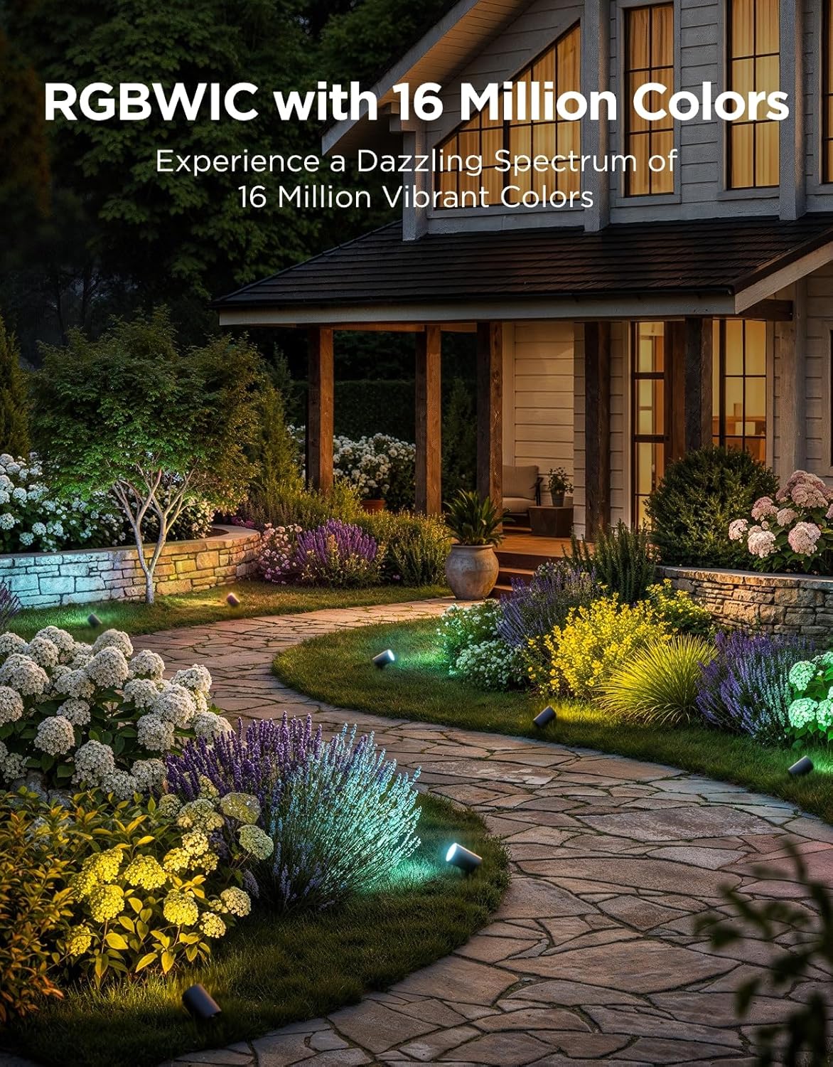 Govee Outdoor Spotlights Lite 4 pack, IP67 Waterproof Spotlights, Landscape Lighting Work with Alexa, Matter and Google Assistant, RGBWIC Color Changing Light for Outdoor Decor, Courtyard, Patio Decor