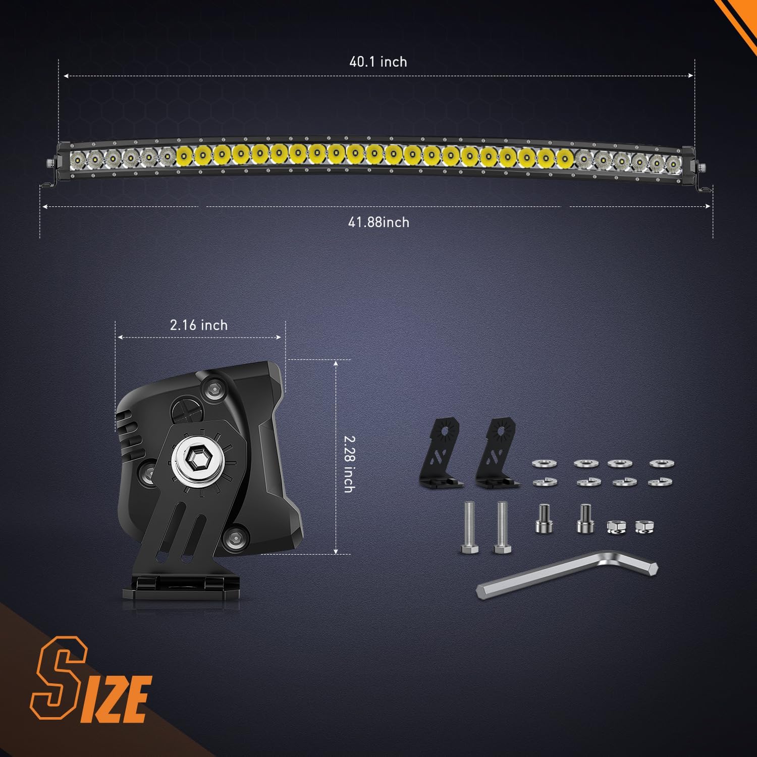 Nilight Curved LED Light Bar 42 Inch 165 W Flood Spot Combo Beam 16500LM P8/5W Chips Offroad Driving Single Row Slim Lights IP68 for UTV Truck RZR SUV ATV Boat