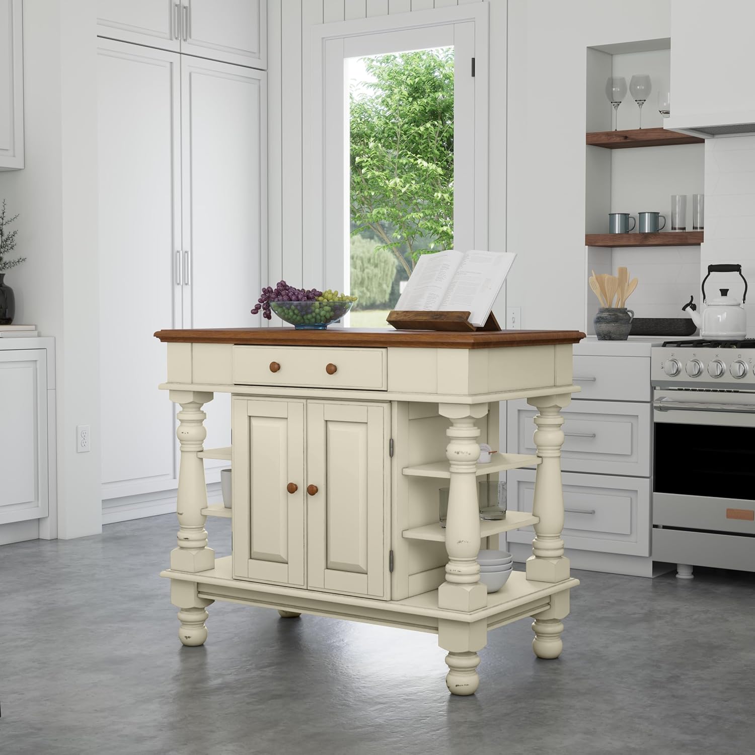 Homestyles Americana Antique Oak Island with Storage, 42