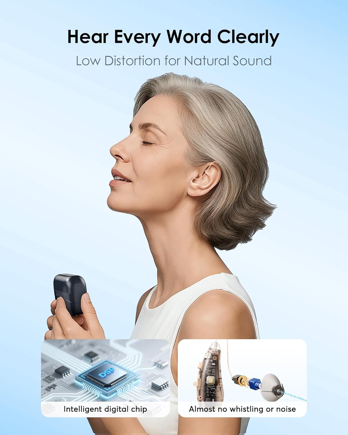 Karthus Hearing Aids, Rechargeable Hearing Aids for Seniors with Hearing Loss, Noise Cancelling & Clear Sound, Comfort & Invisible, 100H Long Battery, 7 Level Volume, One-Button Operation, Black
