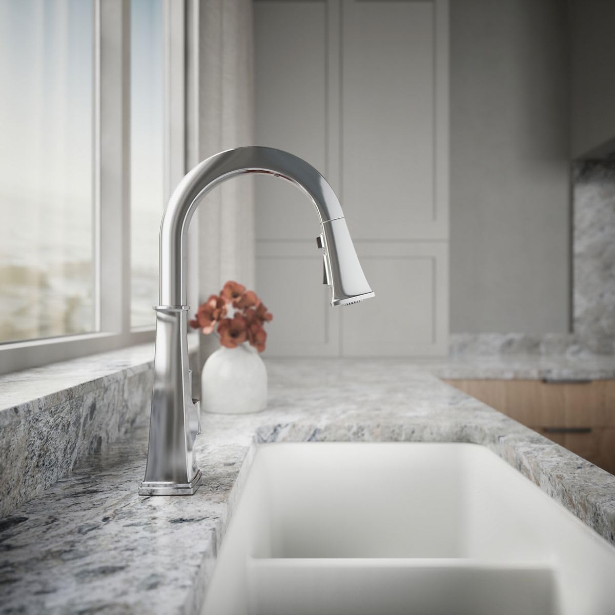 Kohler 23832-WB-CP Riff Voice-Activated Sink, Touchless Kitchen Faucet with Pull Down Sprayer, Polished Chrome