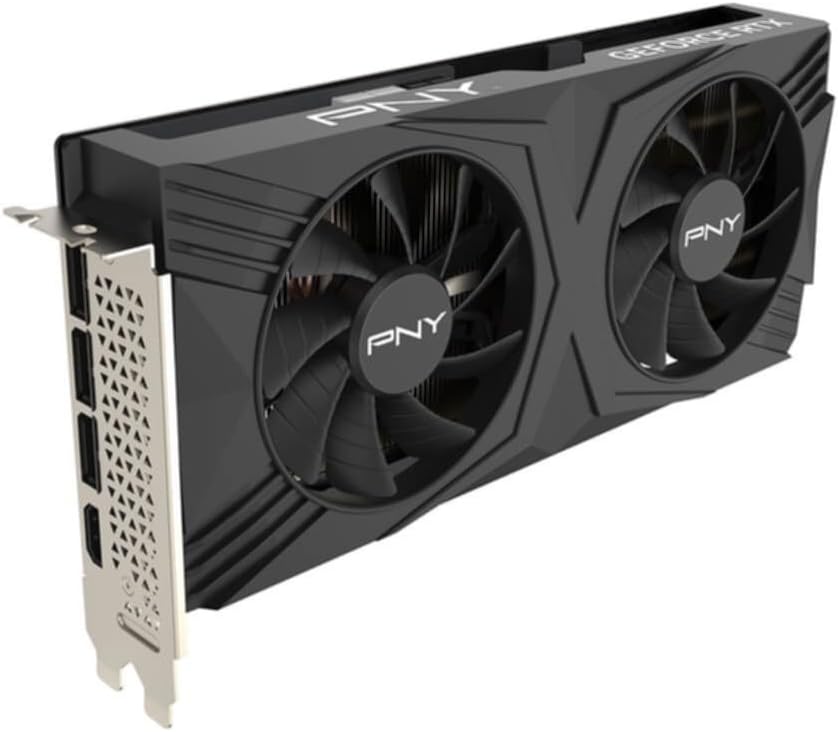 PNY GeForce RTX™ 4070 Super 12GB Verto™ OC Dual Fan Graphics Card DLSS 3 (NVIDIA GeForce SFF-Ready, 192-bit, GDDR6X, PCIe 4.0, HDMI/DisplayPort, Supports 4k, incl. Adapter, 2 Slot)