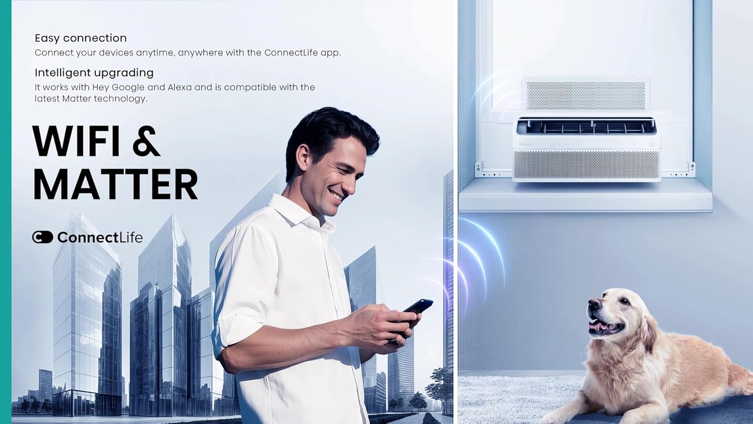 Hisense 8,000 BTU Smart Inverter Window Air Conditioner Easy Install Bracket, Up to 350 Sq Ft, Ultra-Slim Profile, 3 Speed, 700W, 4‑Way Air Direction HLAW0825TW (Renewed)