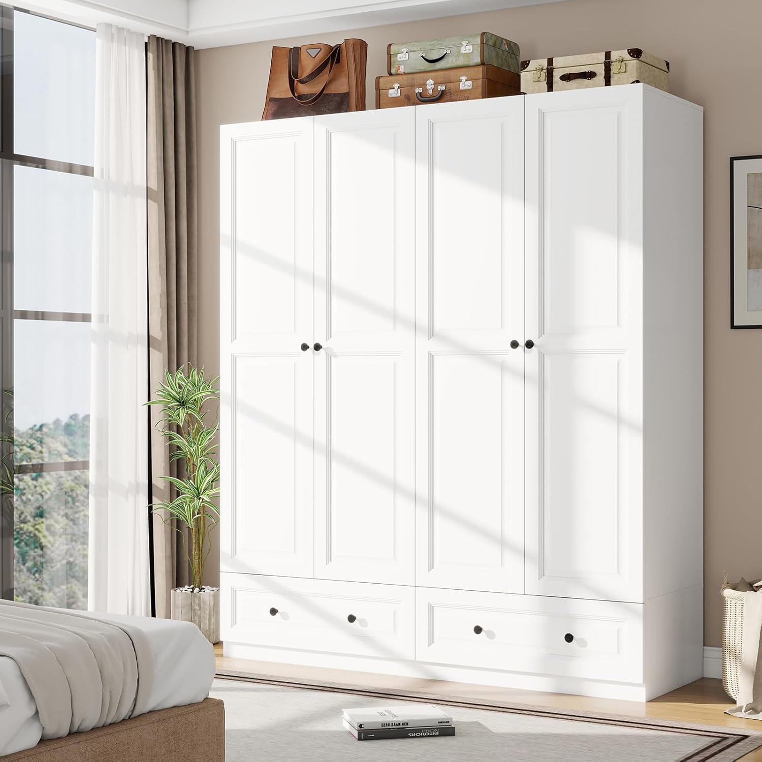 Armoire Wardrobe Closet with Drawers: 74
