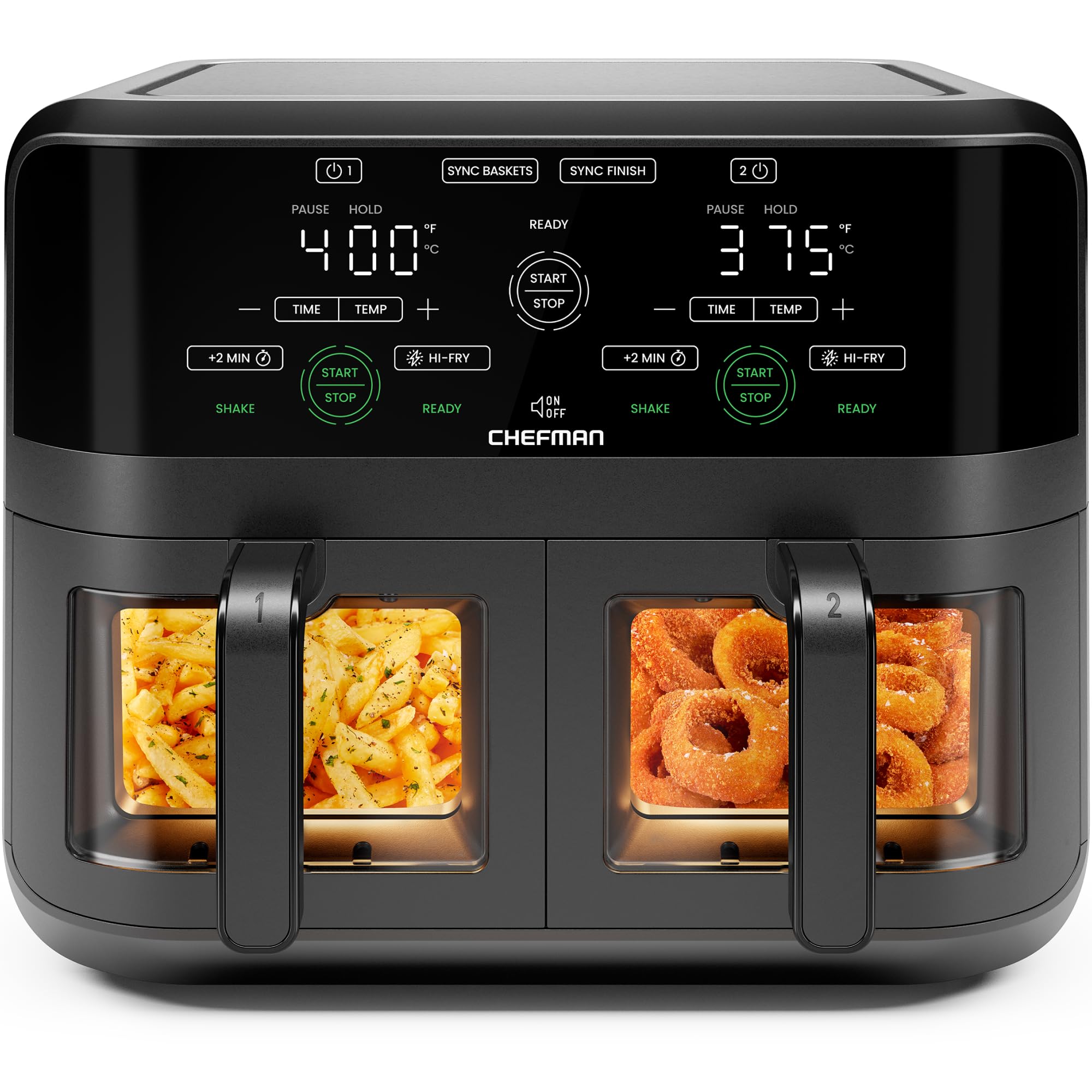 CHEFMAN 6 Quart Dual Basket Air Fryer Oven - Black
