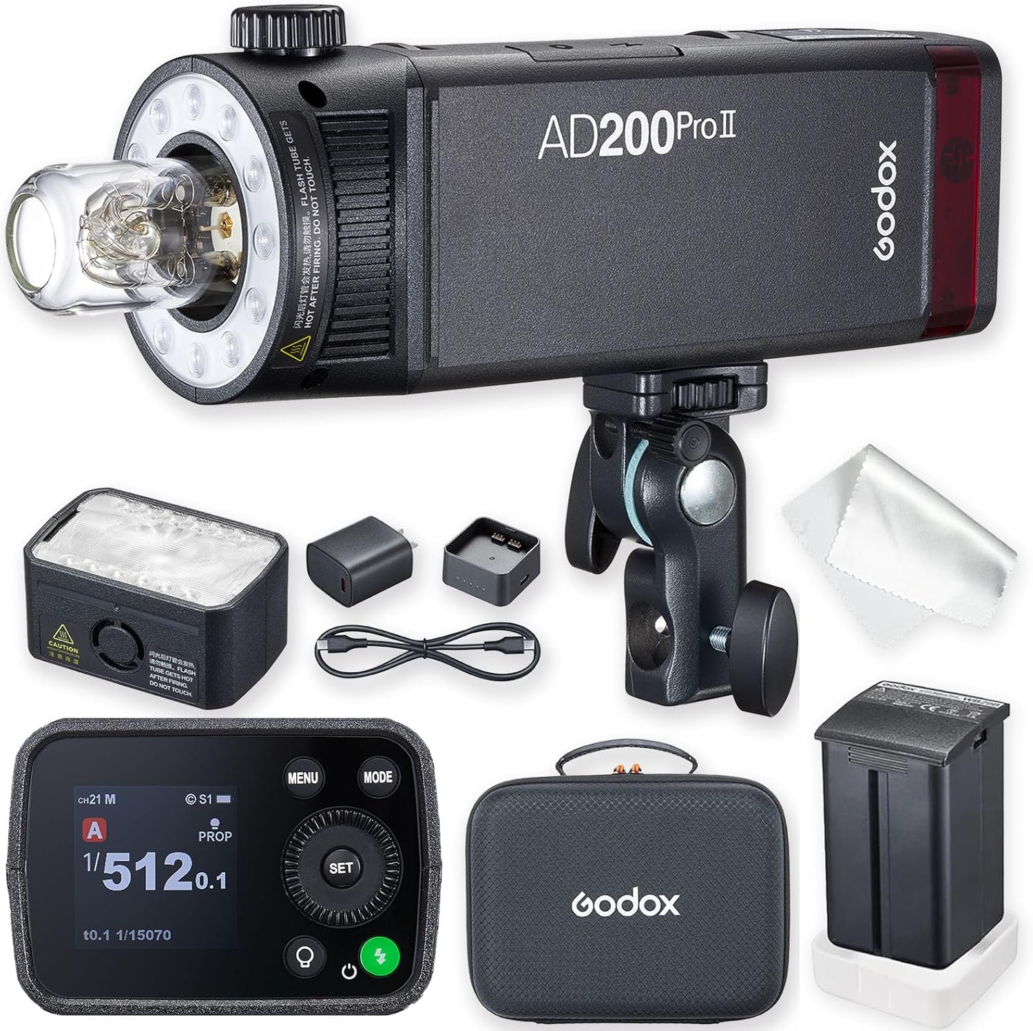 Godox AD200 Pro II GODOX AD200Pro II AD200ProII, 200Ws TTL Pocket Flash with Improved Heat Dissipation, Color Screen, Bi-Color Modeling Light, 1/1 to 1/512 Wider Output, 500 Full Power Flashes
