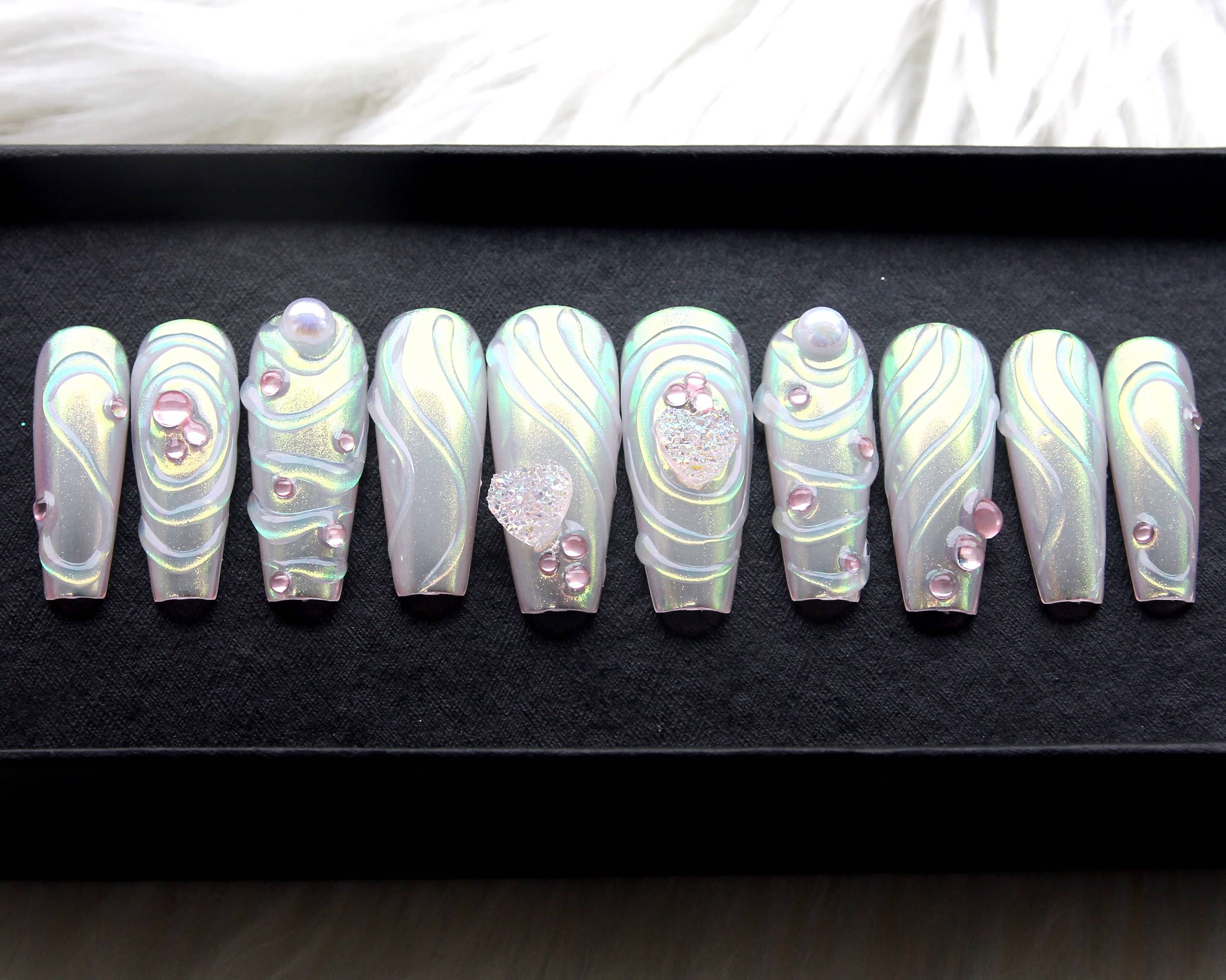 Pearl Aurora Press On NailsPearl Aurora Press On Nails - SAYEGIRLS