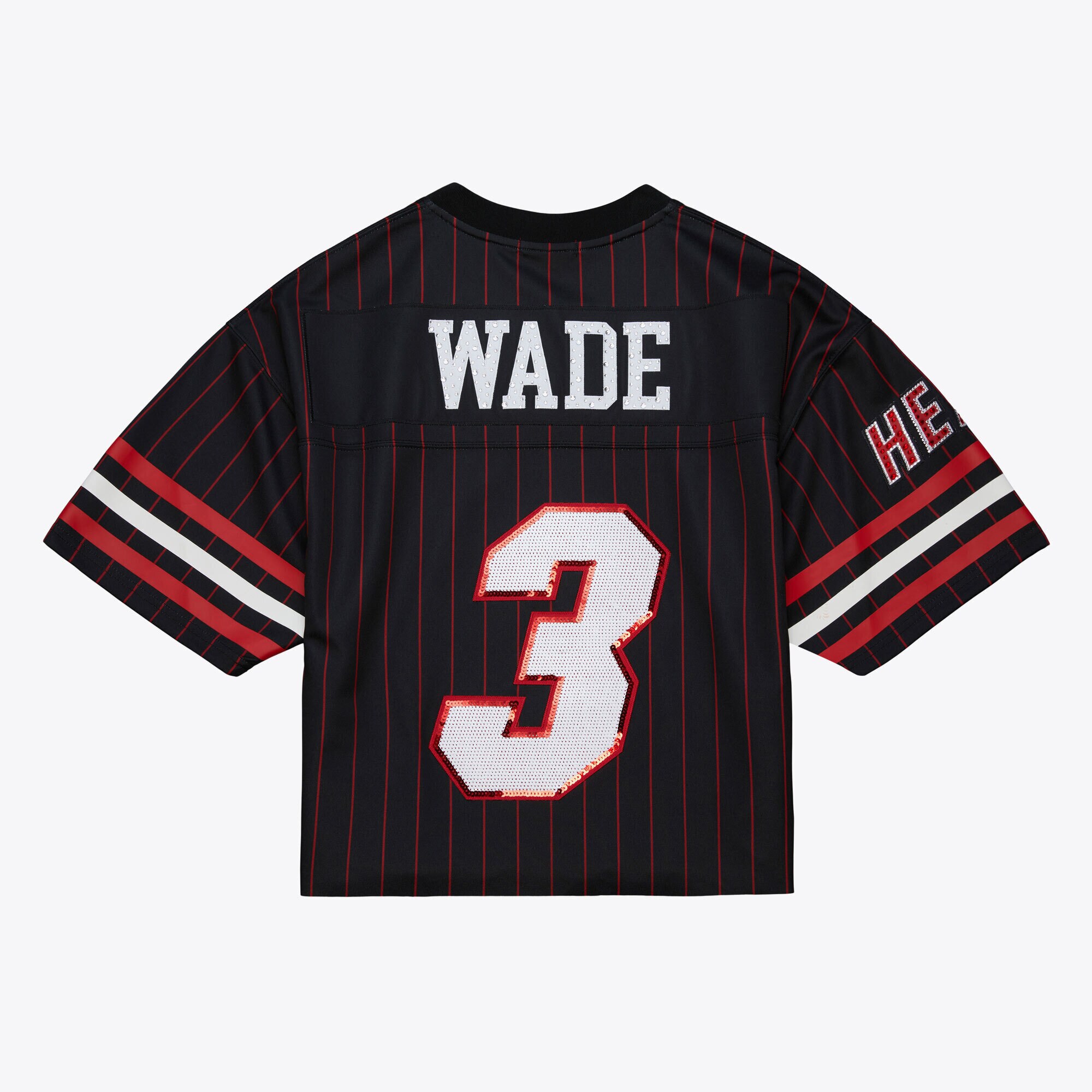 Dwyane Wade Miami Heat Mitchell & Ness x DANNIJO Women's Cropped Football Fashion Jersey - Black