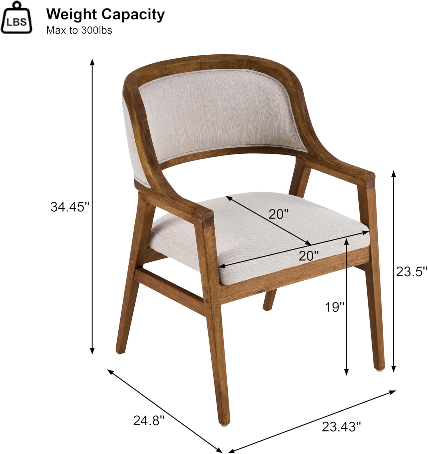 Christopher Knight Home Dolia Mid Century Modern Dining Chairs Set of 2, Dining Chair with Fabric Upholstery, Wooden Kitchen Chairs with Curved Backrest, Extra Seat for Dining Room, Beige + Walnut