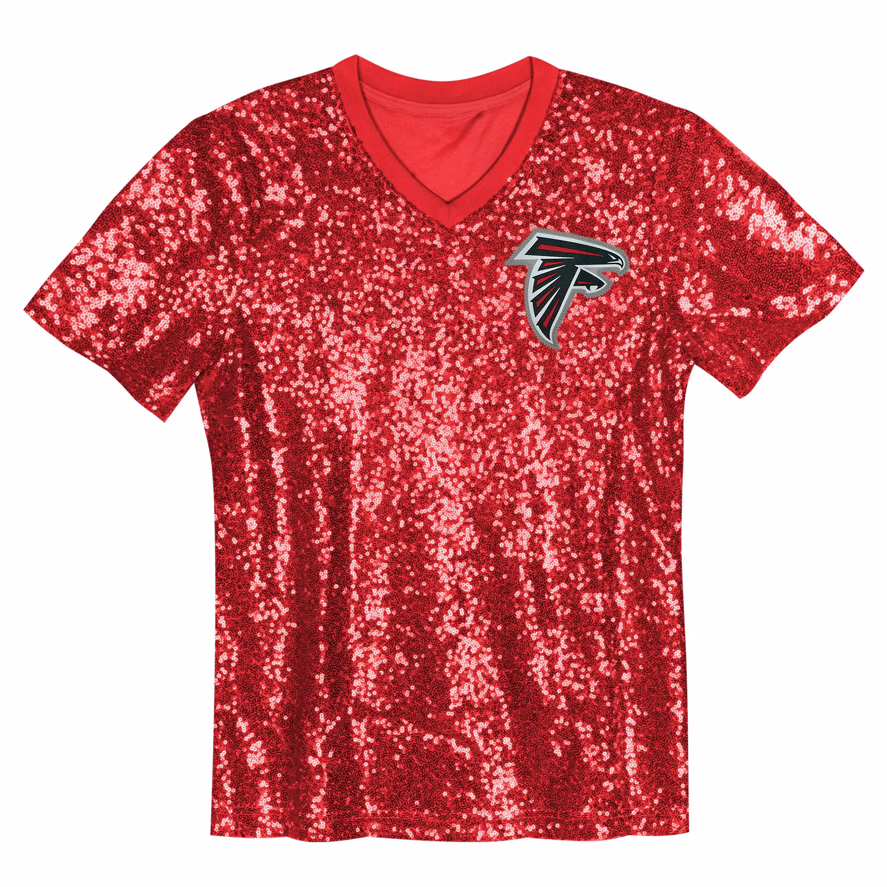 Bijan Robinson Atlanta Falcons Girls Youth Sequin V-Neck Fashion Jersey - Red