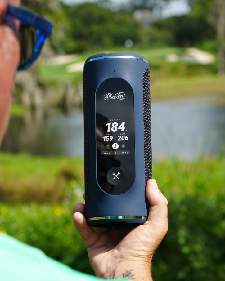 BLUE TEES GOLF Player AI GPS Speaker - Touchscreen, Waterproof, 40k Courses