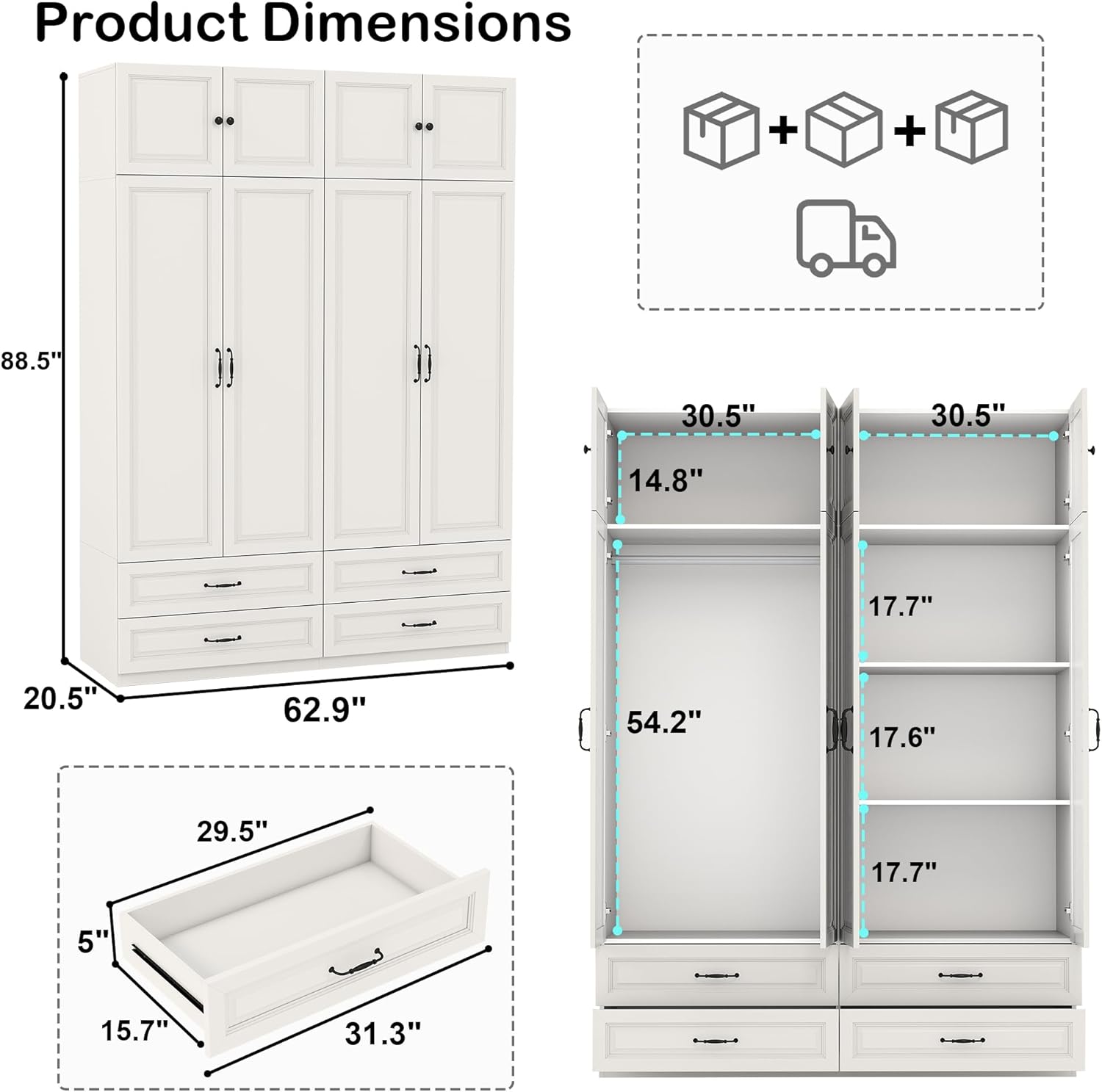 Armoire Wardrobe Closet with Doors: 89