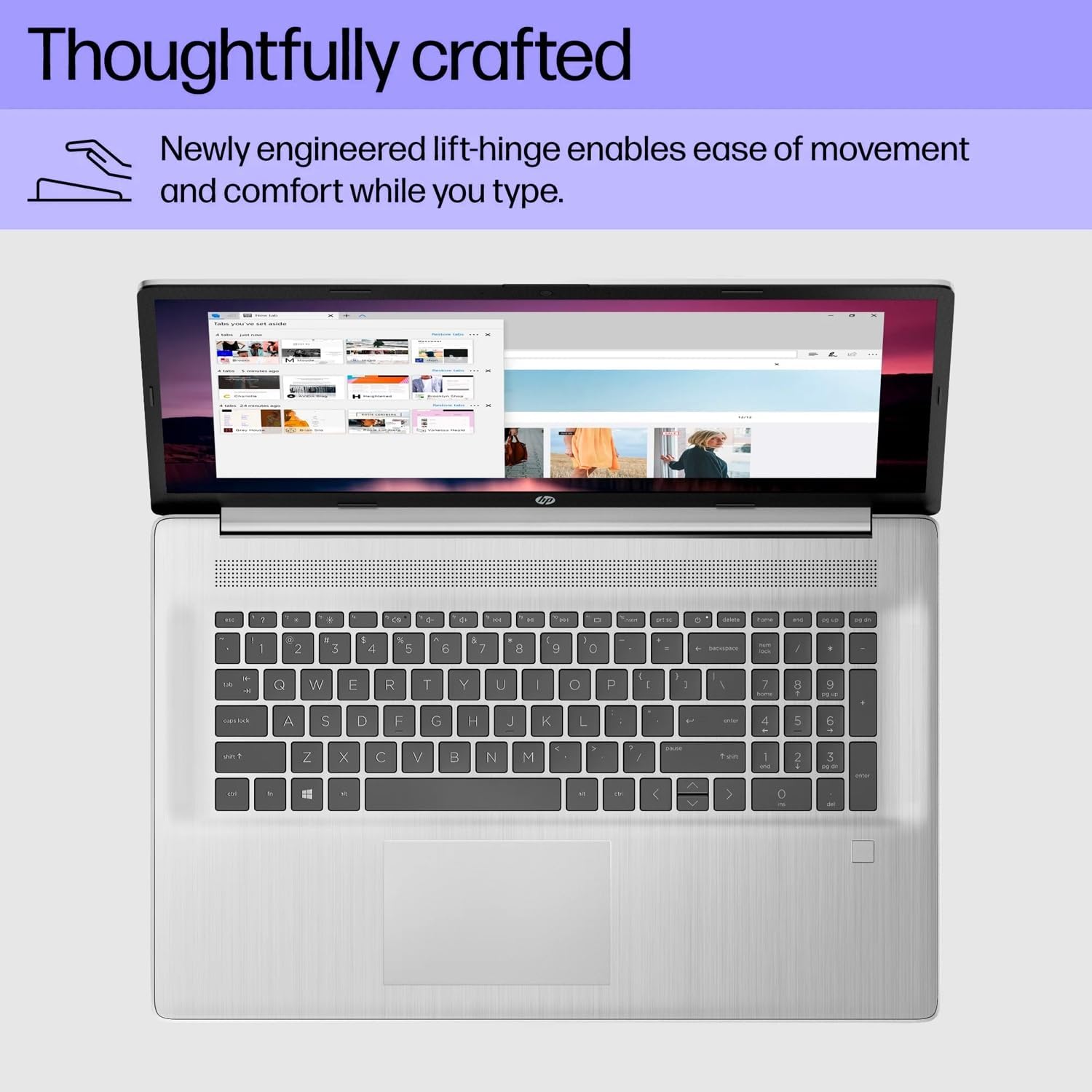 HP Essential Laptop, 17.3” FHD Screen, Intel Core i3-N305, 8GB RAM, 256GB SSD, Webcam, HDMI, Fingerprint Reader, Wi-Fi 6, Bluetooth, Windows 11 Home, Sliver